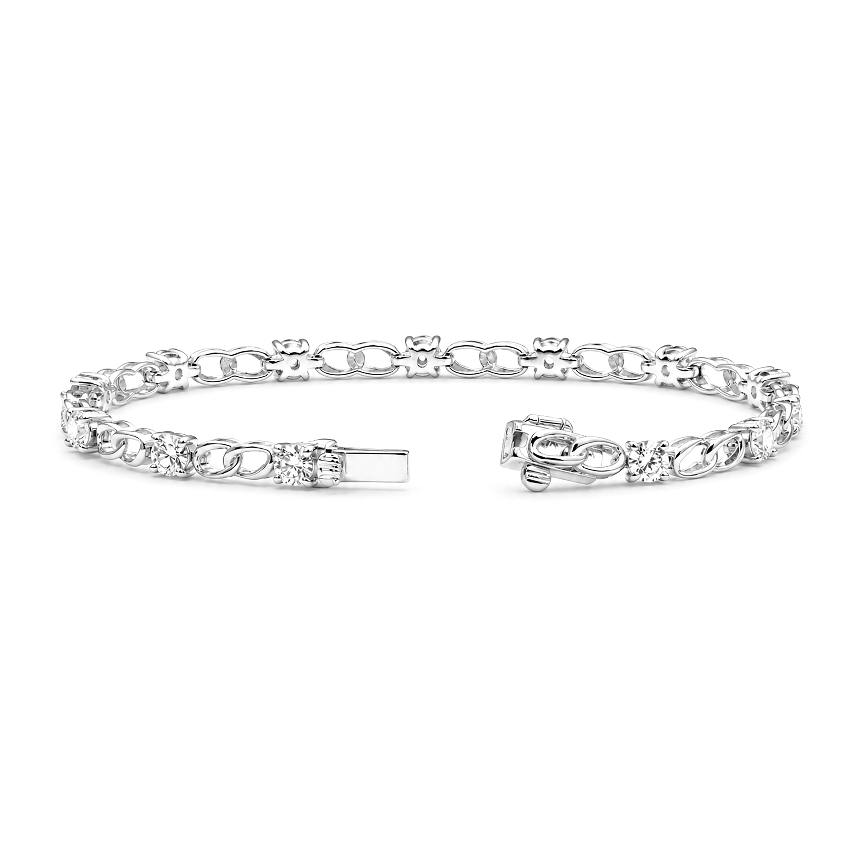 Diamonair Lab Grown Diamond (F/VS+) 3.00 carat Round cut Sterling Silver Link Bracelet - Sterling Silver | Gold over Silver