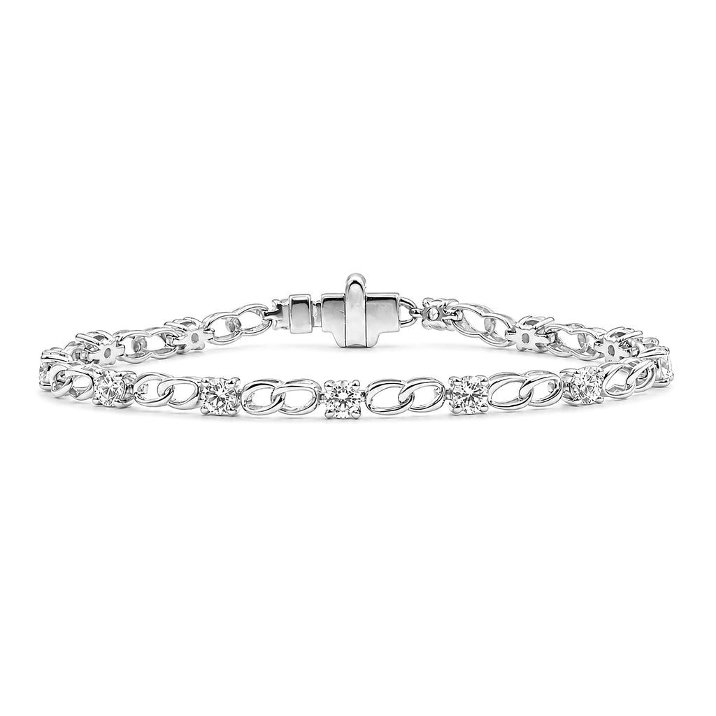 Diamonair Lab Grown Diamond (F/VS+) 3.00 carat Round cut Sterling Silver Link Bracelet - Sterling Silver | Gold over Silver