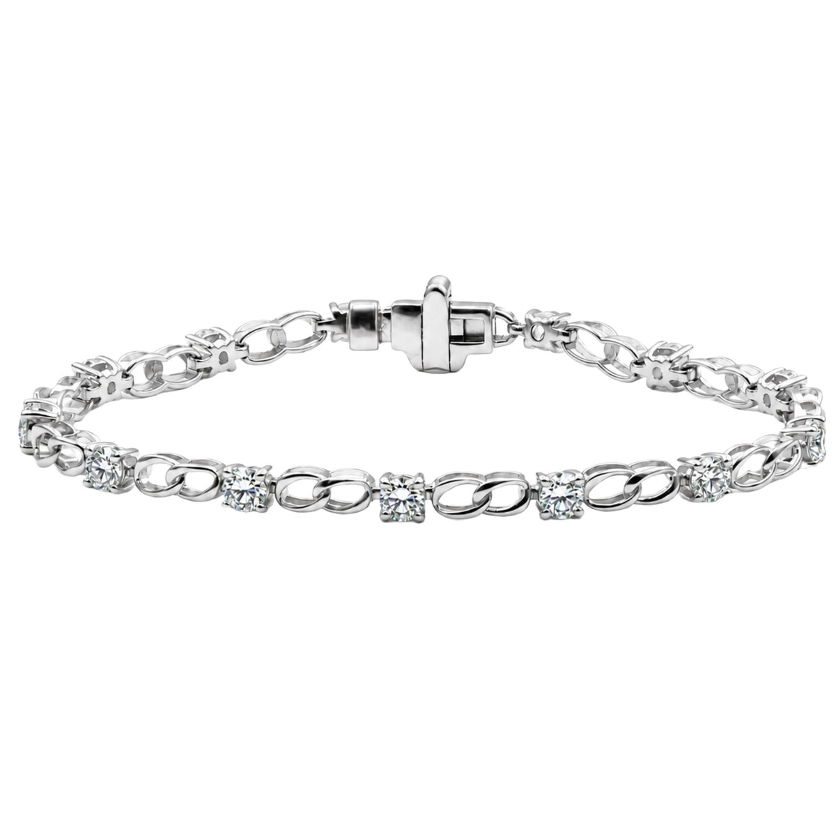 Diamonair Link Bracelet Set - Lab Grown Diamond Sterling Silver Link Bracelet