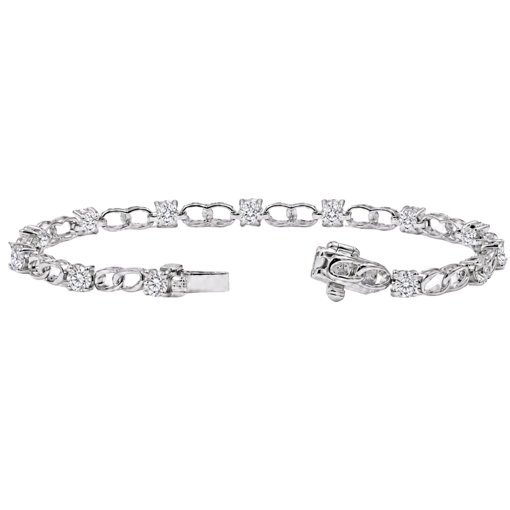 Diamonair Lab Grown Diamond (F/VS+) 3.00 carat Round cut Sterling Silver Link Bracelet - Sterling Silver | Gold over Silver