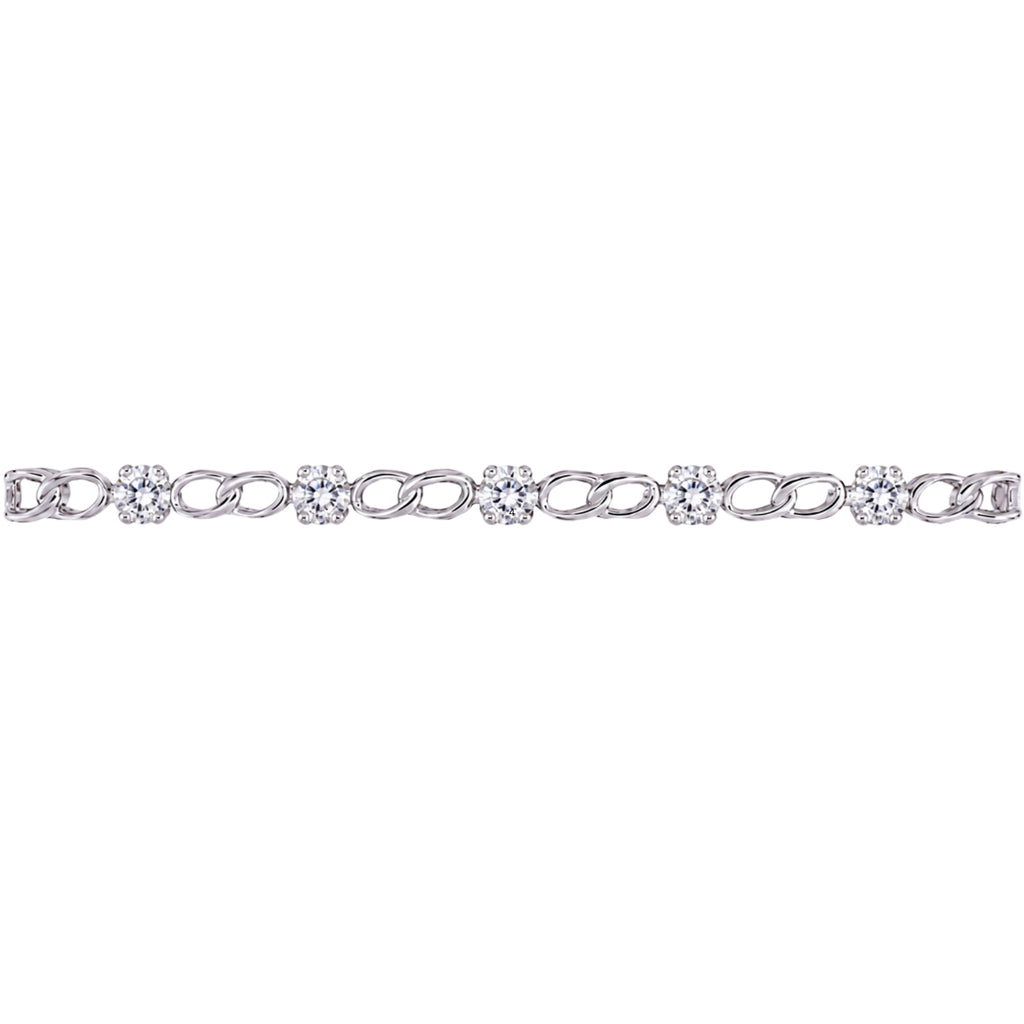 Diamonair Lab Grown Diamond (F/VS+) 3.00 carat Round cut Sterling Silver Link Bracelet - Sterling Silver | Gold over Silver
