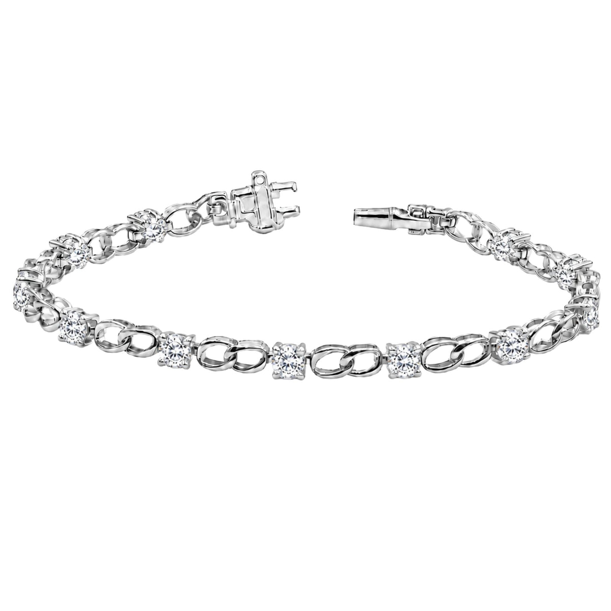 Diamonair Link Bracelet Set - Lab Grown Diamond Sterling Silver Link Bracelet