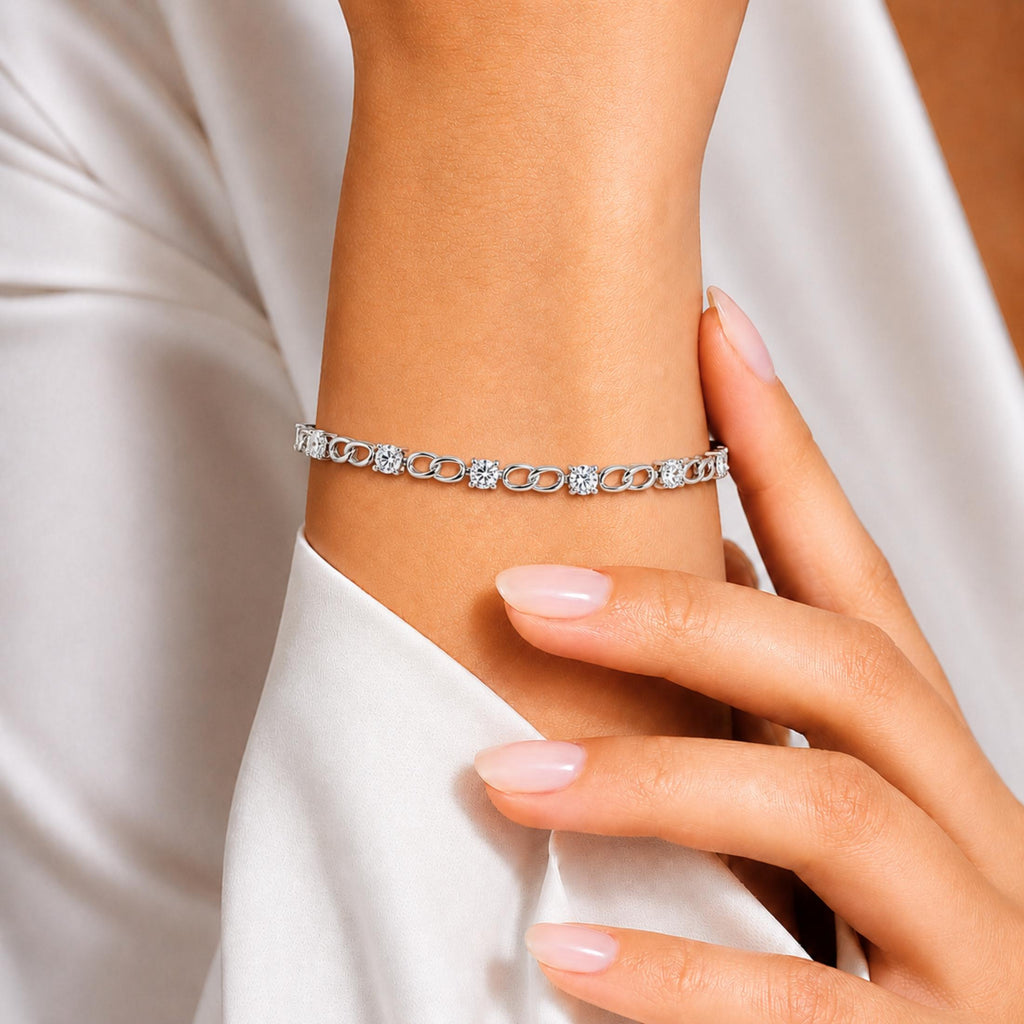 Diamonair Link Bracelet Set - Lab Grown Diamond Sterling Silver Link Bracelet