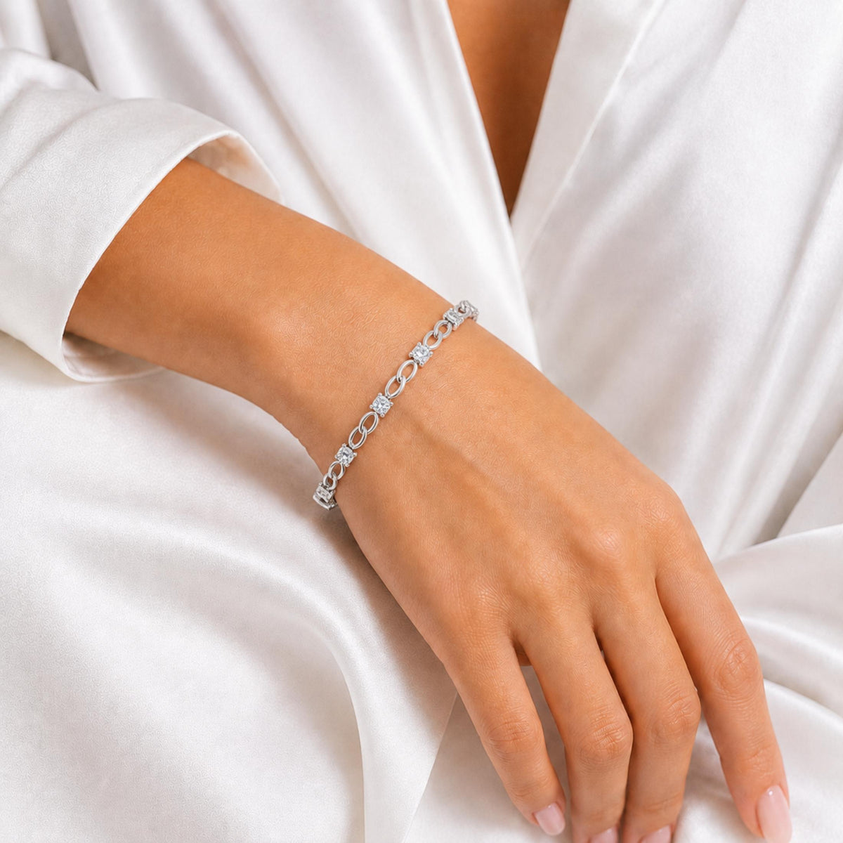 Diamonair Link Bracelet Set - Lab Grown Diamond Sterling Silver Link Bracelet
