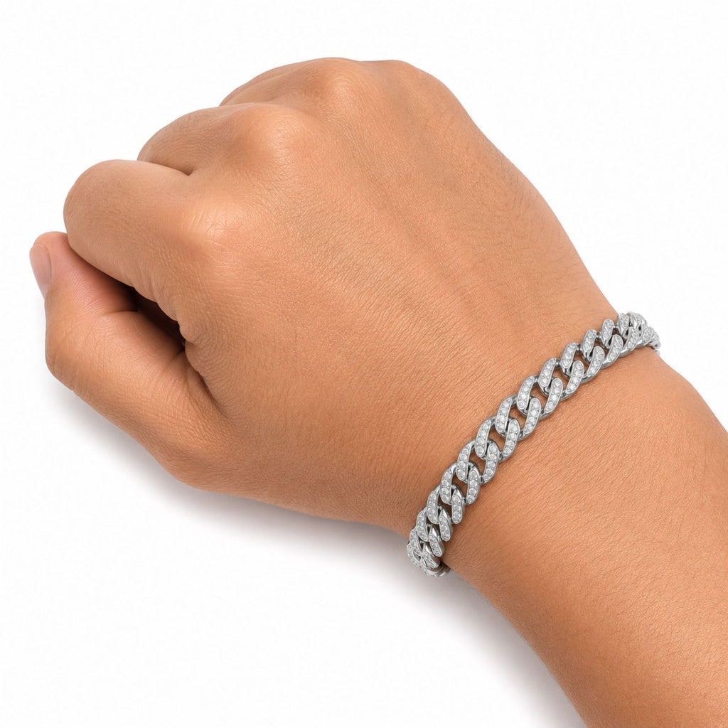 Diamonair Lab Grown Diamond (F/VS+) 5.00 carat Round cut Sterling Silver Link Bracelet - Sterling Silver | Gold over Silver