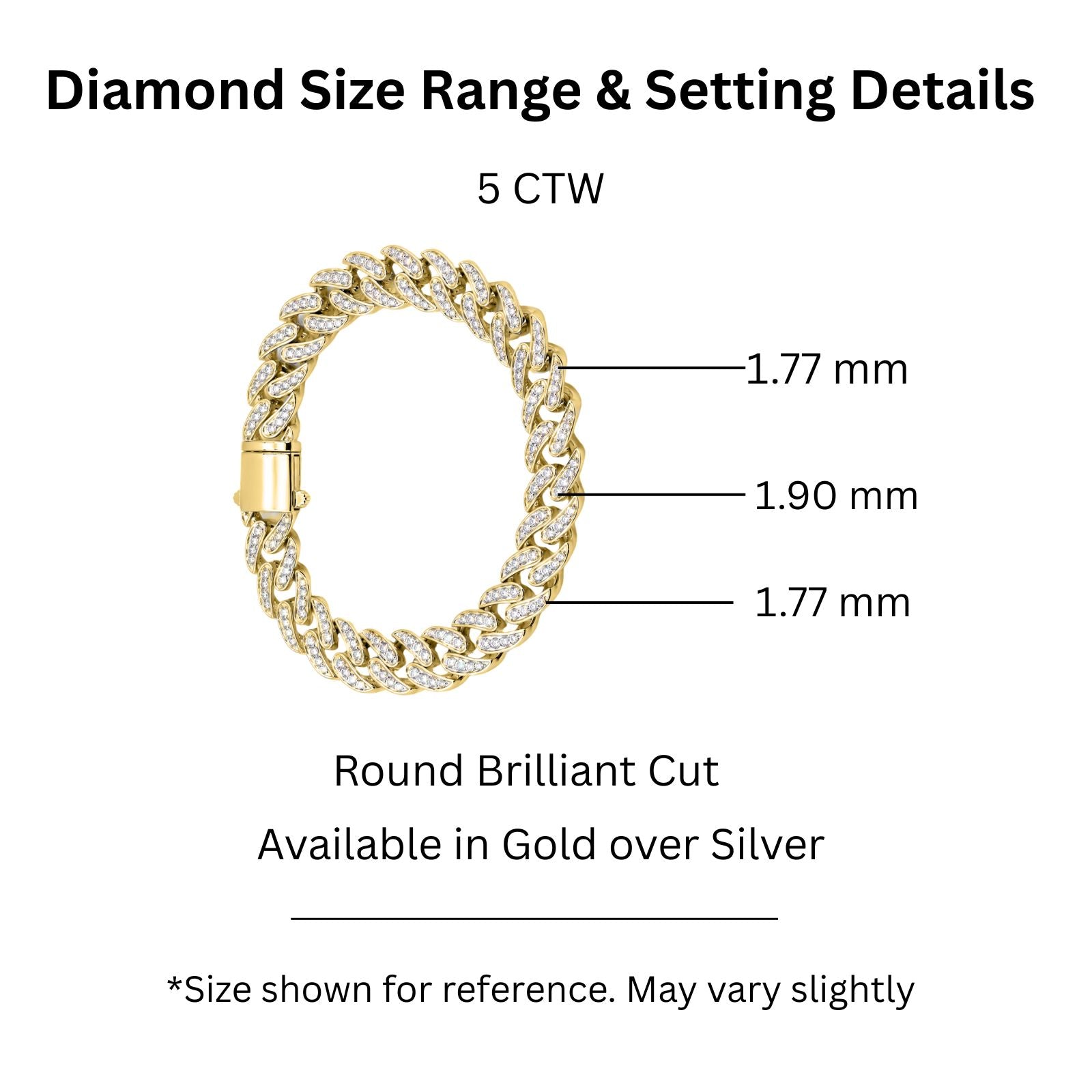 Diamonair Lab Grown Diamond (F/VS+) 5.00 carat Round cut Sterling Silver Link Bracelet - Sterling Silver | Gold over Silver