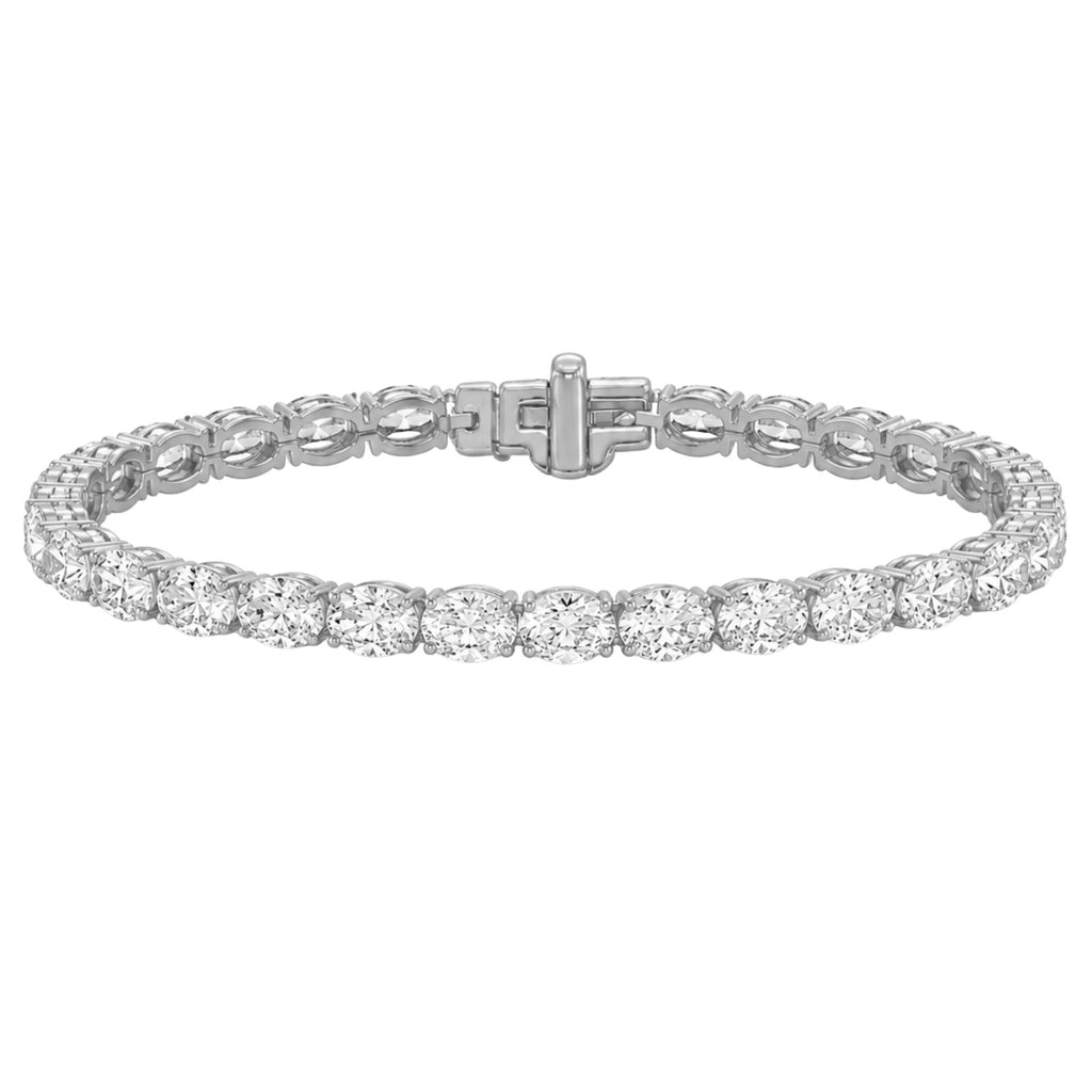 2.00-12.00 Carat T.W. Oval-cut Lab Grown Diamond (F/VS) 14K Gold Tennis Bracelet - Assorted Colors & Carat