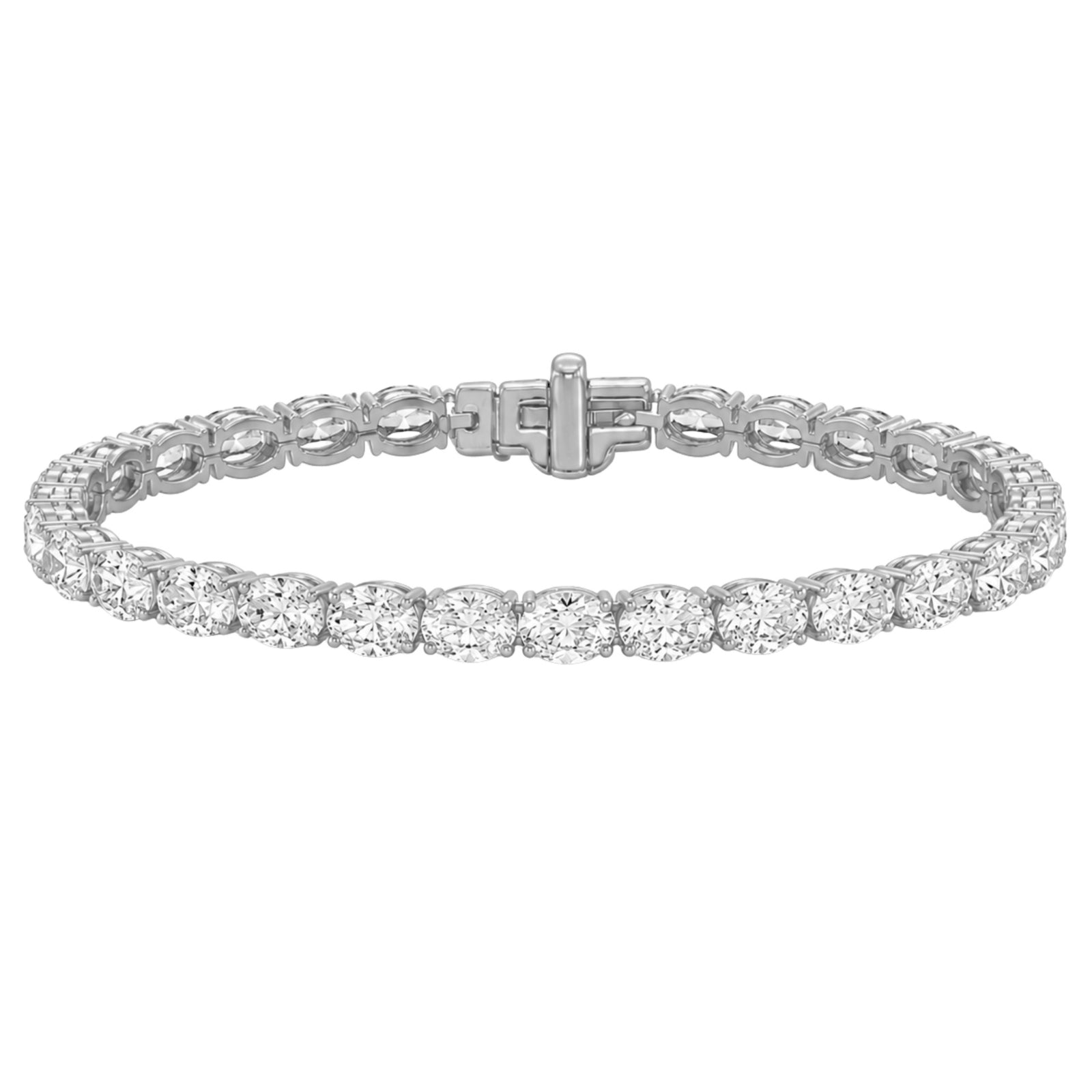 2.00-12.00 Carat T.W. Oval-cut Lab Grown Diamond (F/VS) 14K Gold Tennis Bracelet - Assorted Colors & Carat
