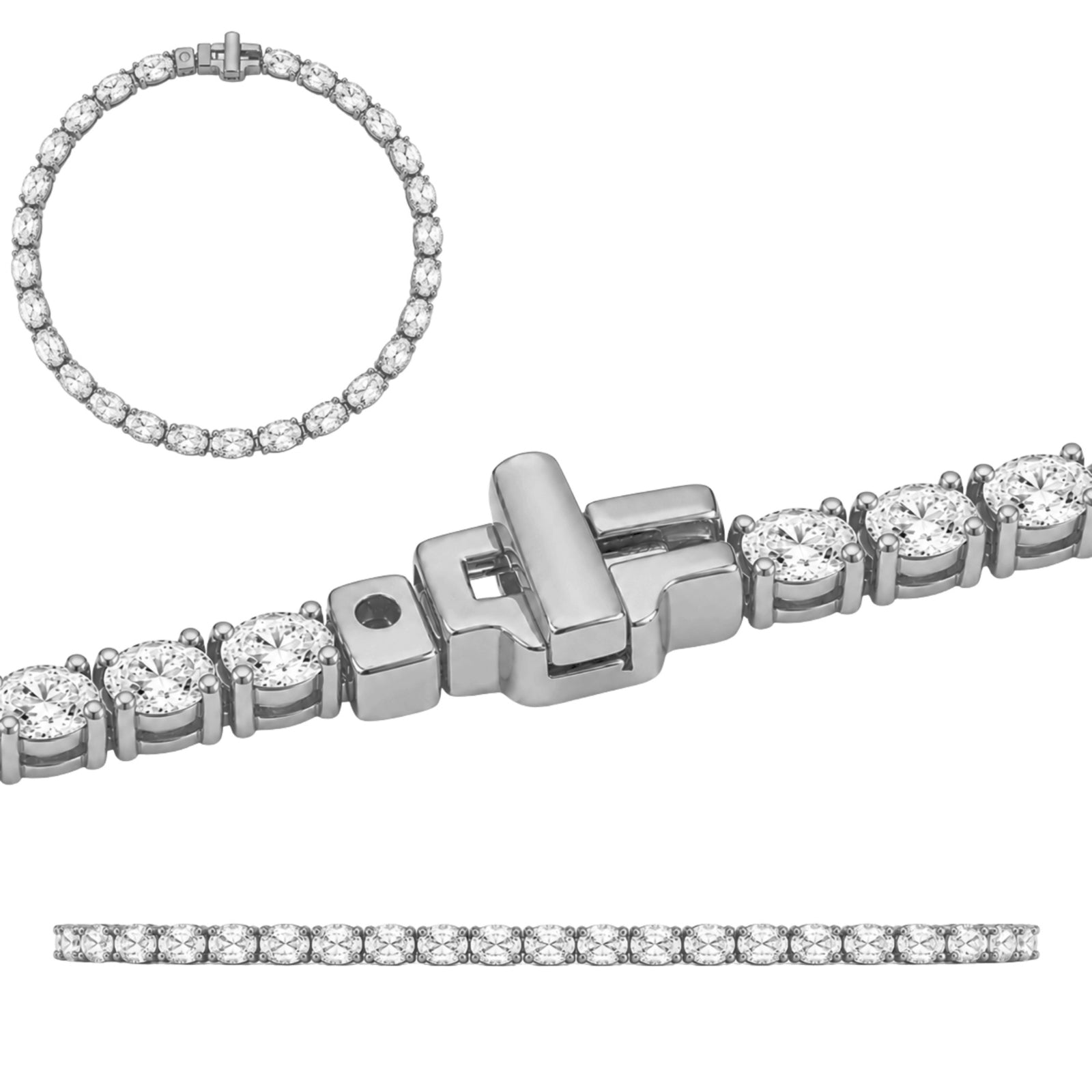 2.00-12.00 Carat T.W. Oval-cut Lab Grown Diamond (F/VS) 14K Gold Tennis Bracelet - Assorted Colors & Carat