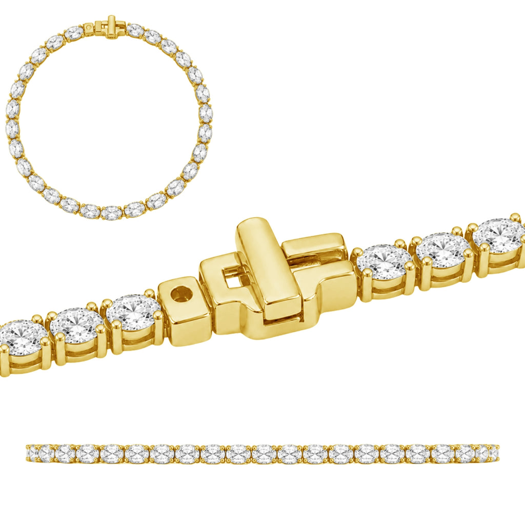 2.00-12.00 Carat T.W. Oval-cut Lab Grown Diamond (F/VS) 14K Gold Tennis Bracelet - Assorted Colors & Carat