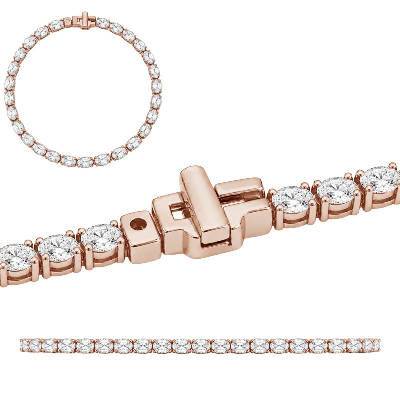 2.00-12.00 Carat T.W. Oval-cut Lab Grown Diamond (F/VS) 14K Gold Tennis Bracelet - Assorted Colors & Carat