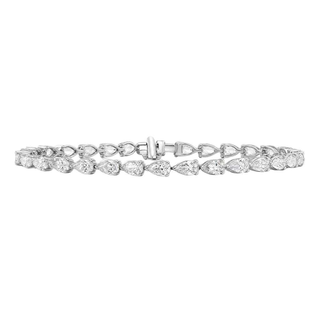 2.00 - 12.00 Carat Carat T.W. Pear-cut Lab Grown Diamond (F/VS+) 14K Gold Bracelet - Assorted Colors & Carat