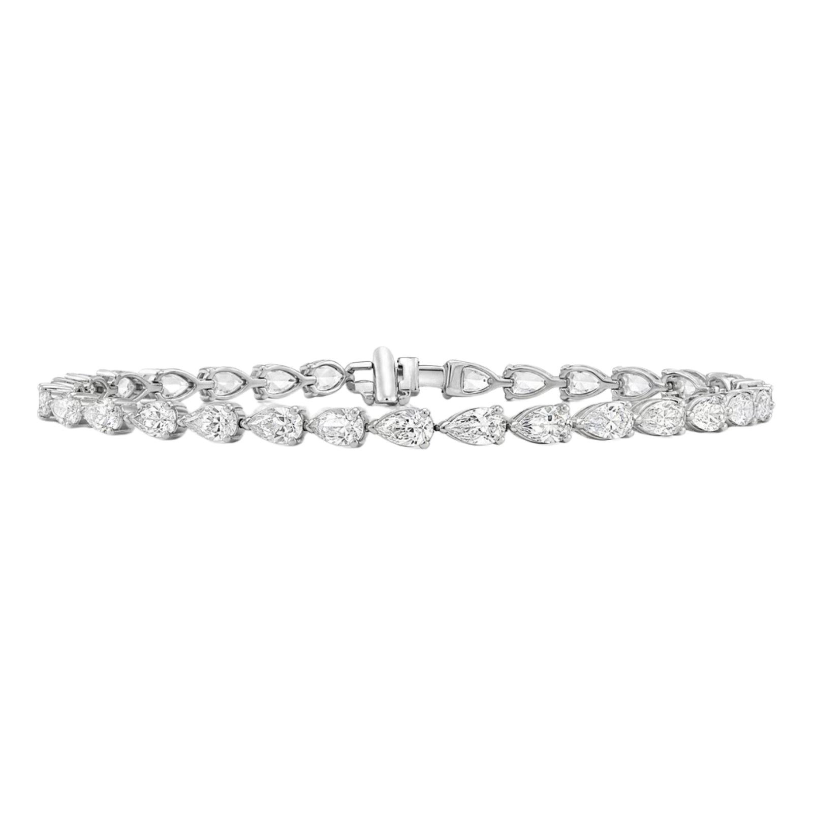 2.00 - 12.00 Carat Carat T.W. Pear-cut Lab Grown Diamond (F/VS+) 14K Gold Bracelet - Assorted Colors & Carat
