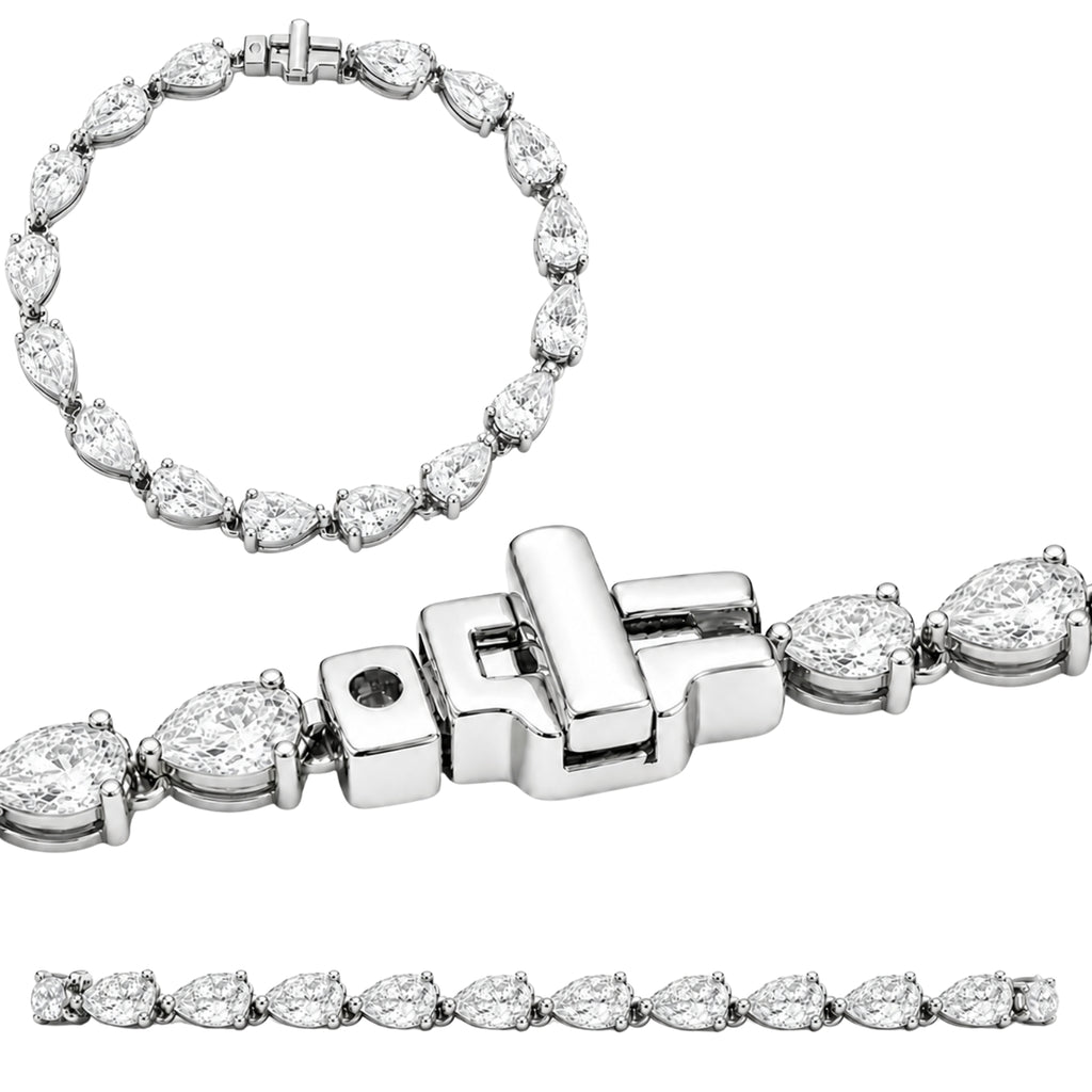 2.00 - 12.00 Carat Carat T.W. Pear-cut Lab Grown Diamond (F/VS+) 14K Gold Bracelet - Assorted Colors & Carat