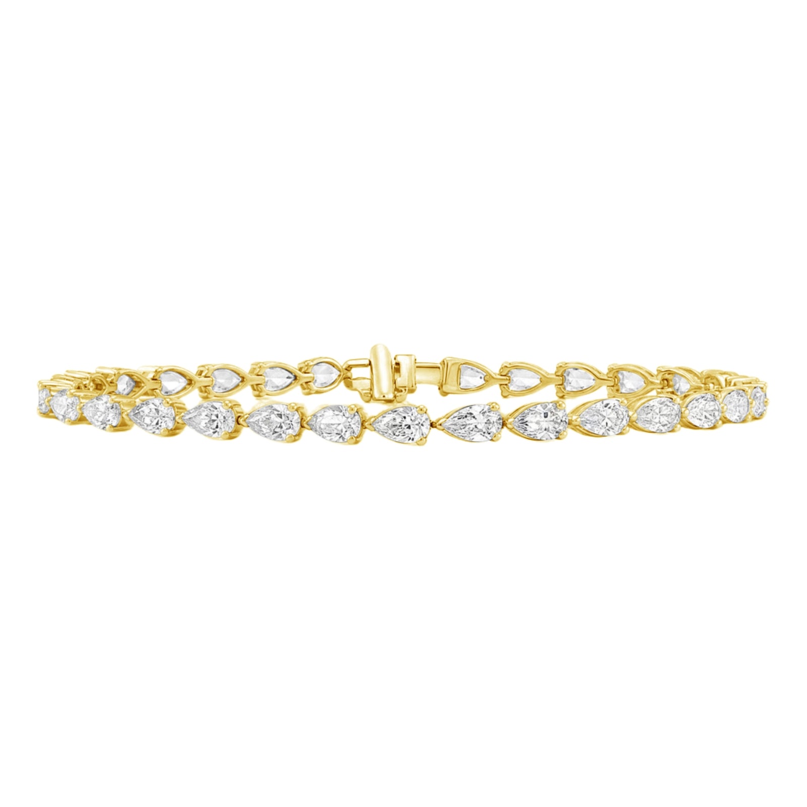 2.00 - 12.00 Carat Carat T.W. Pear-cut Lab Grown Diamond (F/VS+) 14K Gold Bracelet - Assorted Colors & Carat