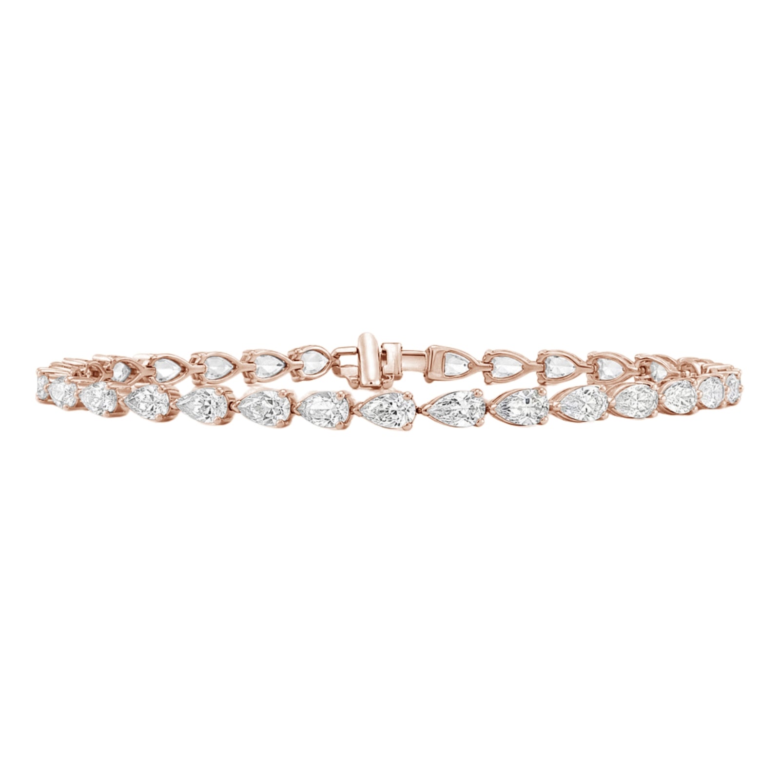 2.00 - 12.00 Carat Carat T.W. Pear-cut Lab Grown Diamond (F/VS+) 14K Gold Bracelet - Assorted Colors & Carat