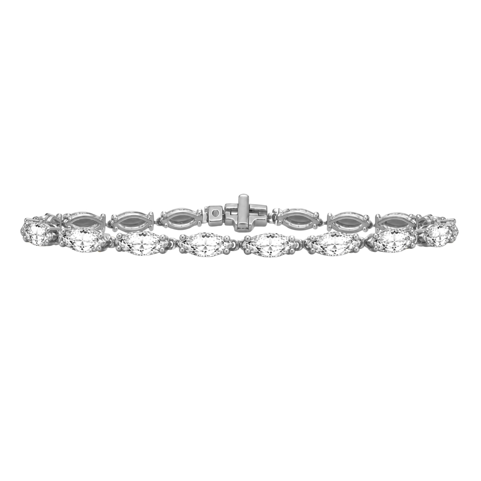2.00-12.00 Carat T.W. Marquise-cut Lab Grown Diamond (F/VS) 14K Gold Tennis Bracelet - Assorted Colors & Carat