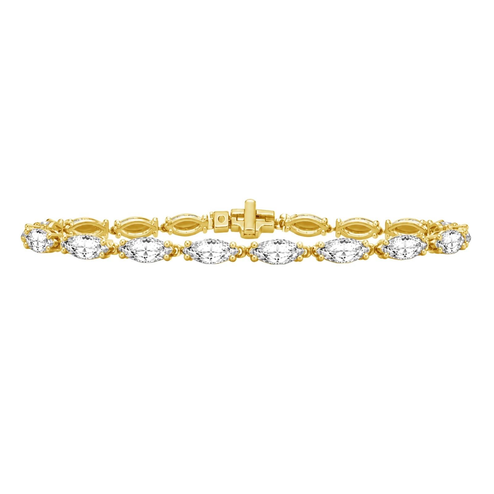 2.00-12.00 Carat T.W. Marquise-cut Lab Grown Diamond (F/VS) 14K Gold Tennis Bracelet - Assorted Colors & Carat