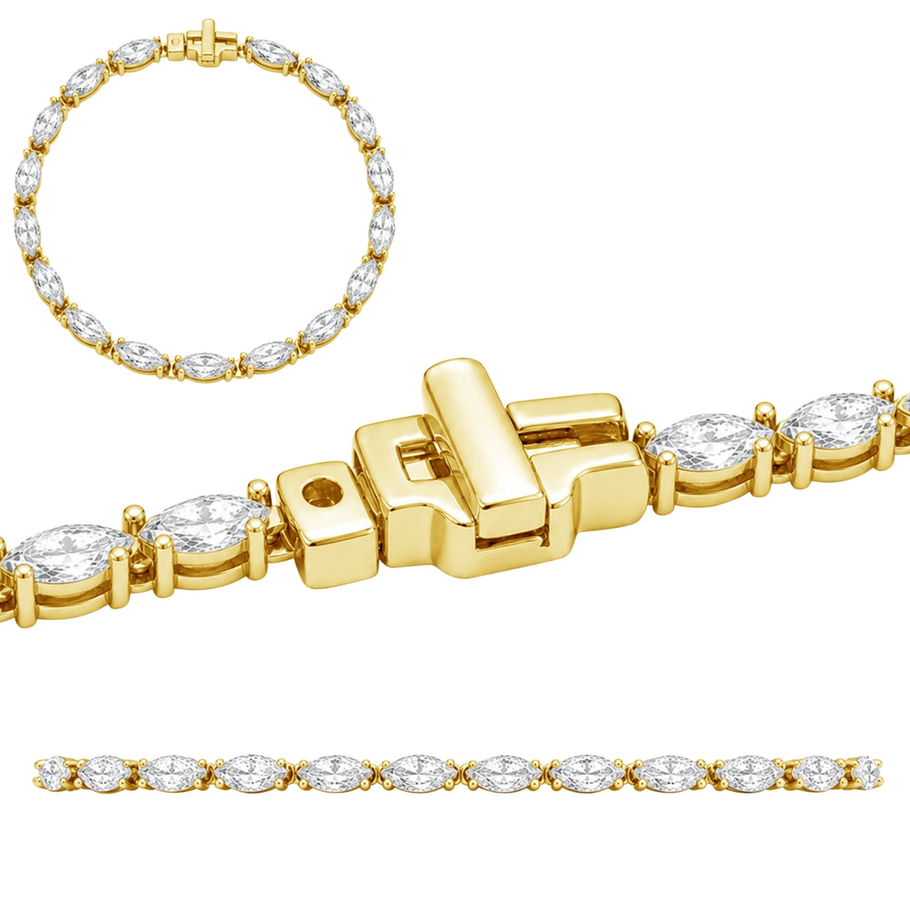 2.00-12.00 Carat T.W. Marquise-cut Lab Grown Diamond (F/VS) 14K Gold Tennis Bracelet - Assorted Colors & Carat