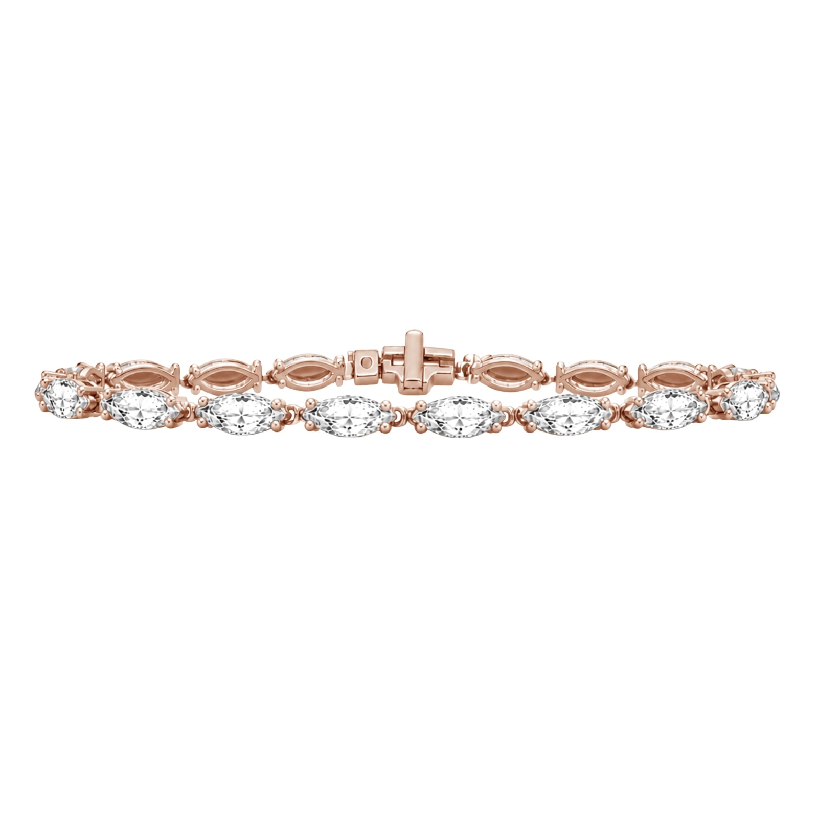 2.00-12.00 Carat T.W. Marquise-cut Lab Grown Diamond (F/VS) 14K Gold Tennis Bracelet - Assorted Colors & Carat
