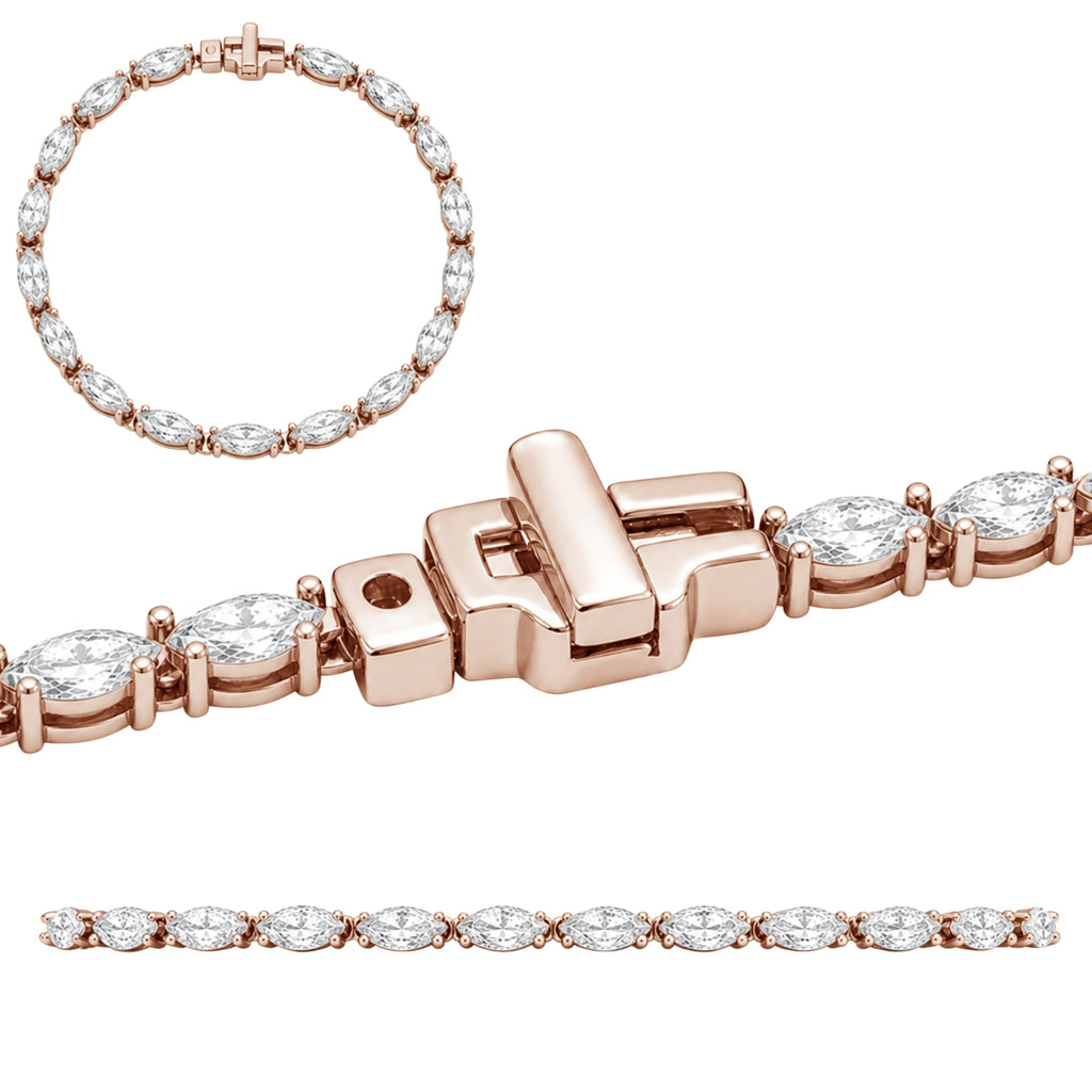 2.00-12.00 Carat T.W. Marquise-cut Lab Grown Diamond (F/VS) 14K Gold Tennis Bracelet - Assorted Colors & Carat