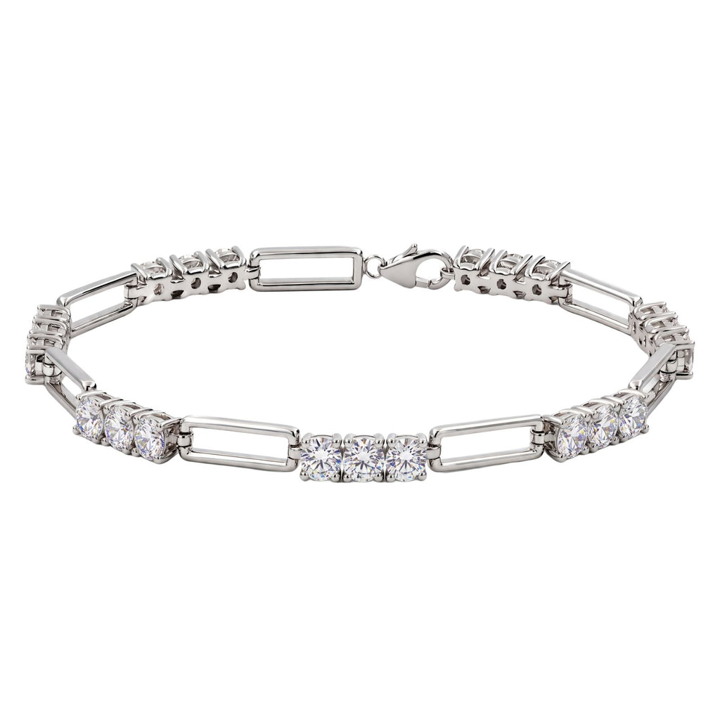 Diamonair Lab Grown Diamond (F/VS+) 5.00 carat Round cut Sterling Silver Link Bracelet - Sterling Silver