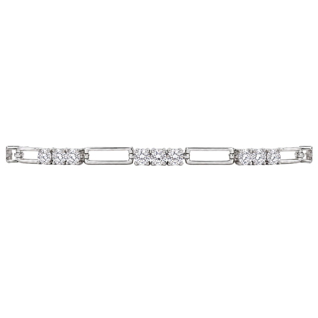 Diamonair Lab Grown Diamond (F/VS+) 5.00 carat Round cut Sterling Silver Link Bracelet - Sterling Silver