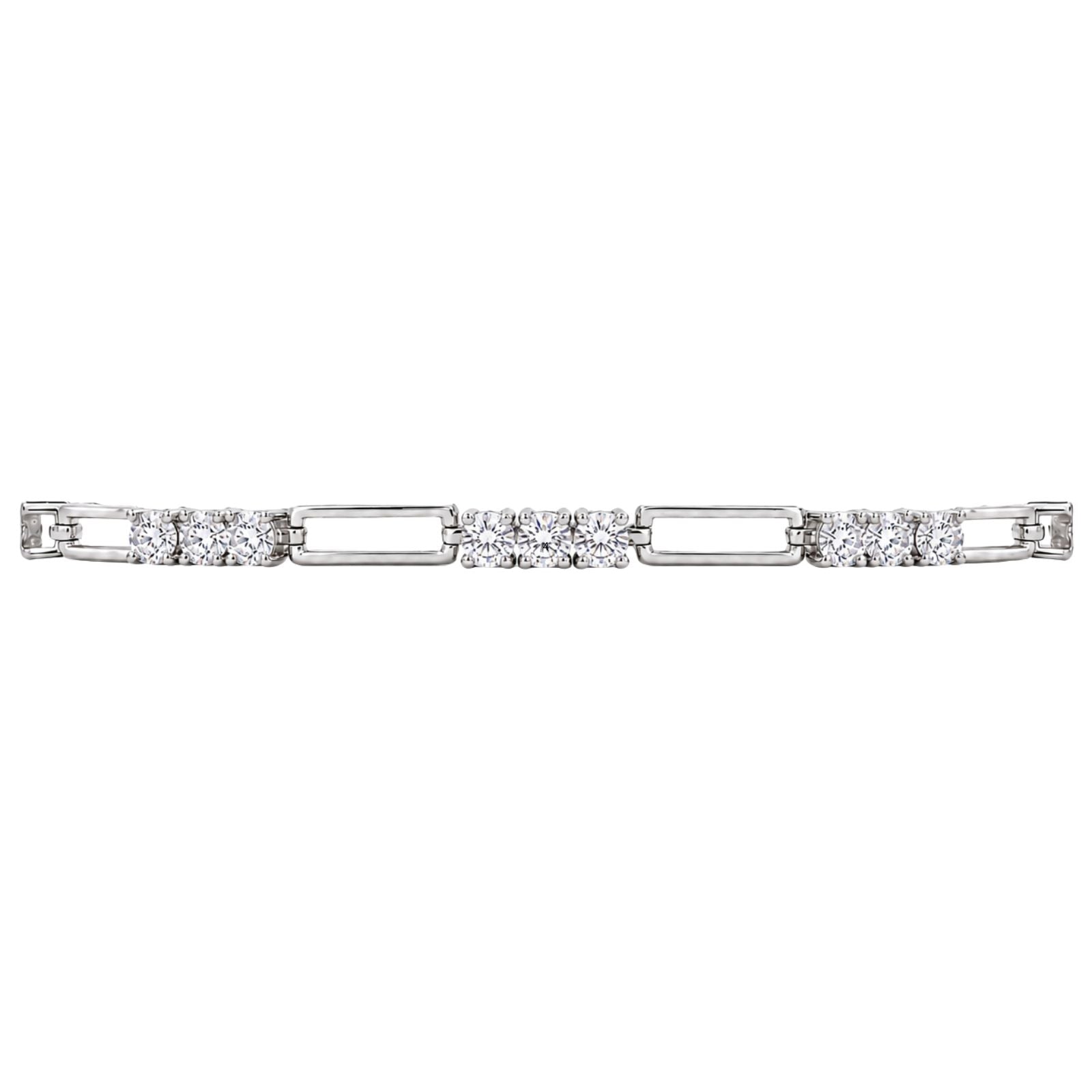 Diamonair Lab Grown Diamond (F/VS+) 5.00 carat Round cut Sterling Silver Link Bracelet - Sterling Silver