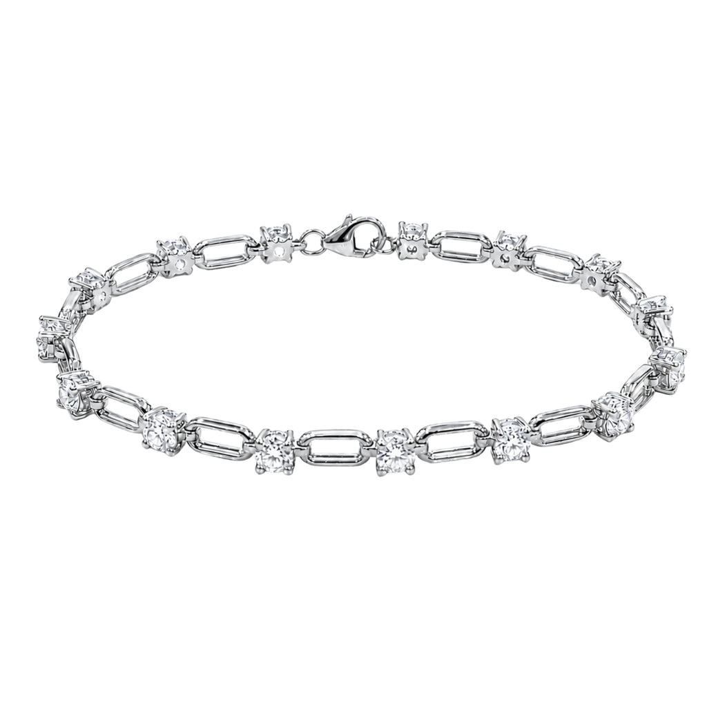 Diamonair Lab Grown Diamond (F/VS+) 3.00 carat Round cut Sterling Silver Link Bracelet - Sterling Silver | Gold over Silver