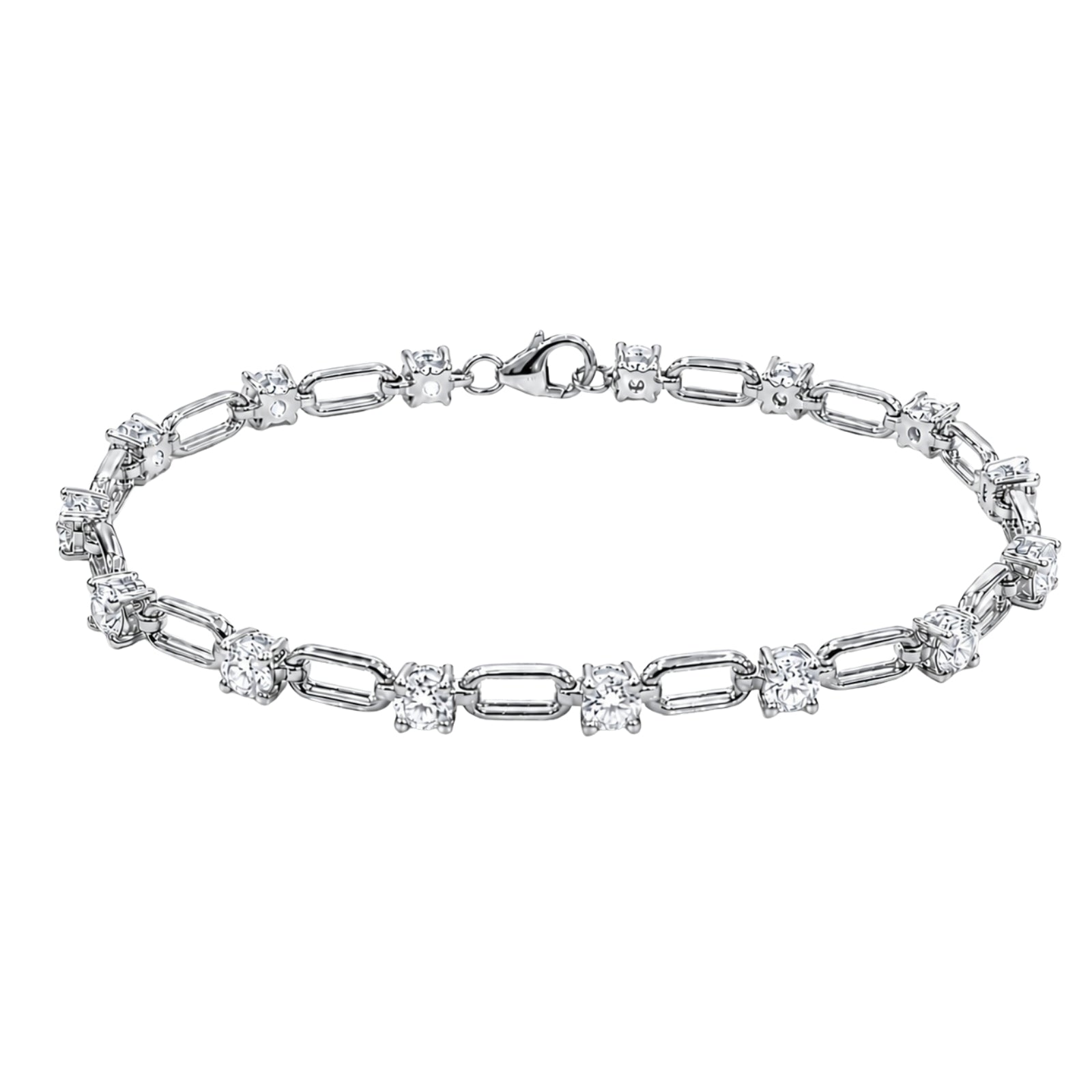 Diamonair Lab Grown Diamond (F/VS+) 3.00 carat Round cut Sterling Silver Link Bracelet - Sterling Silver | Gold over Silver