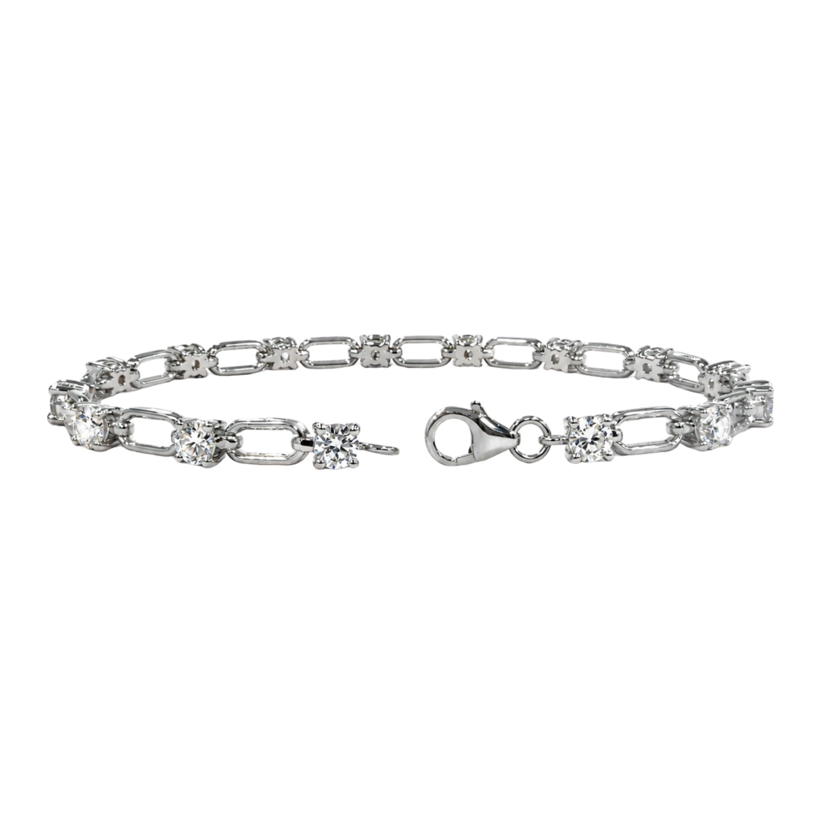 Diamonair Lab Grown Diamond (F/VS+) 3.00 carat Round cut Sterling Silver Link Bracelet - Sterling Silver | Gold over Silver