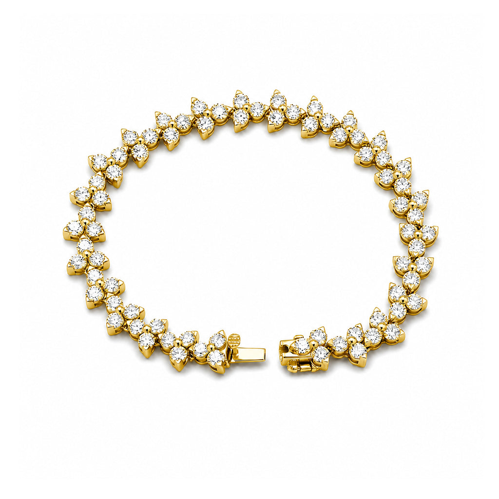 Diamonair Lab Grown Diamond (F/VS+) 10.00 carat Round cut Sterling Silver Link Bracelet - Sterling Silver | Gold over Silver