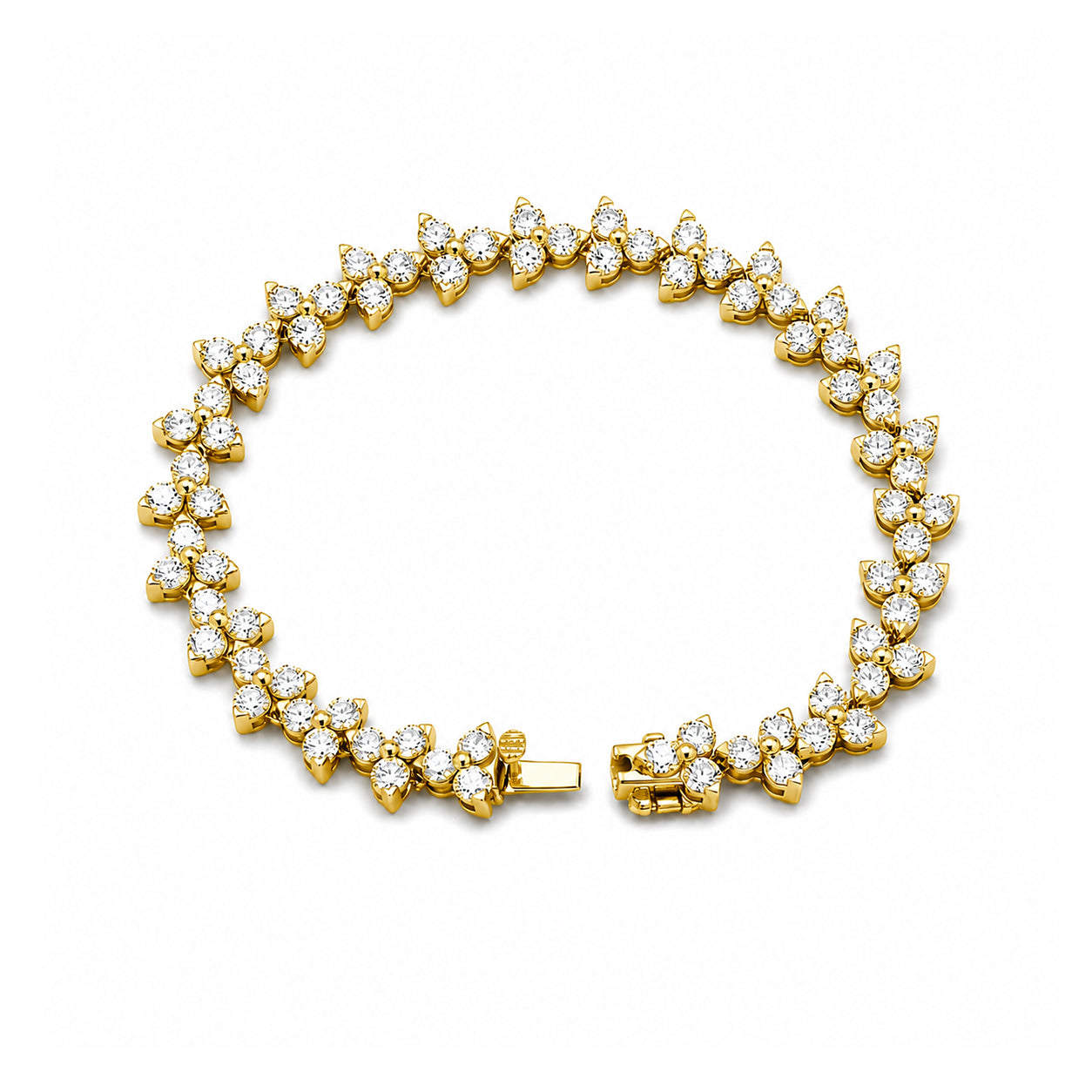 Diamonair Lab Grown Diamond (F/VS+) 10.00 carat Round cut Sterling Silver Link Bracelet - Sterling Silver | Gold over Silver