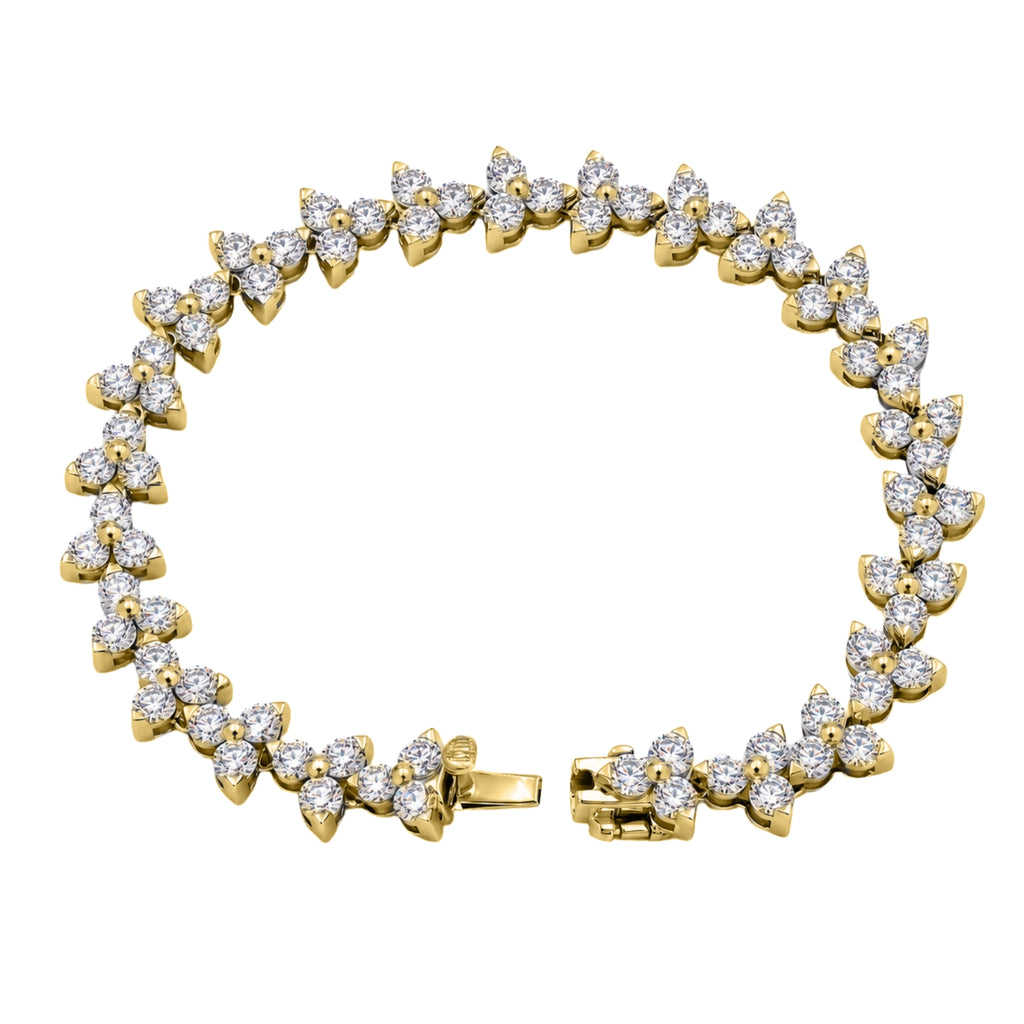 Diamonair Lab Grown Diamond (F/VS+) 10.00 carat Round cut Sterling Silver Link Bracelet - Sterling Silver | Gold over Silver