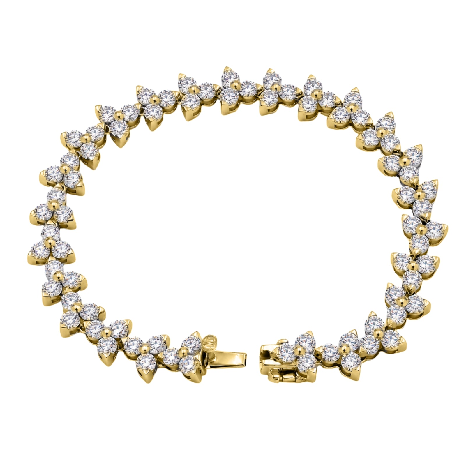 Diamonair Lab Grown Diamond (F/VS+) 10.00 carat Round cut Sterling Silver Link Bracelet - Sterling Silver | Gold over Silver