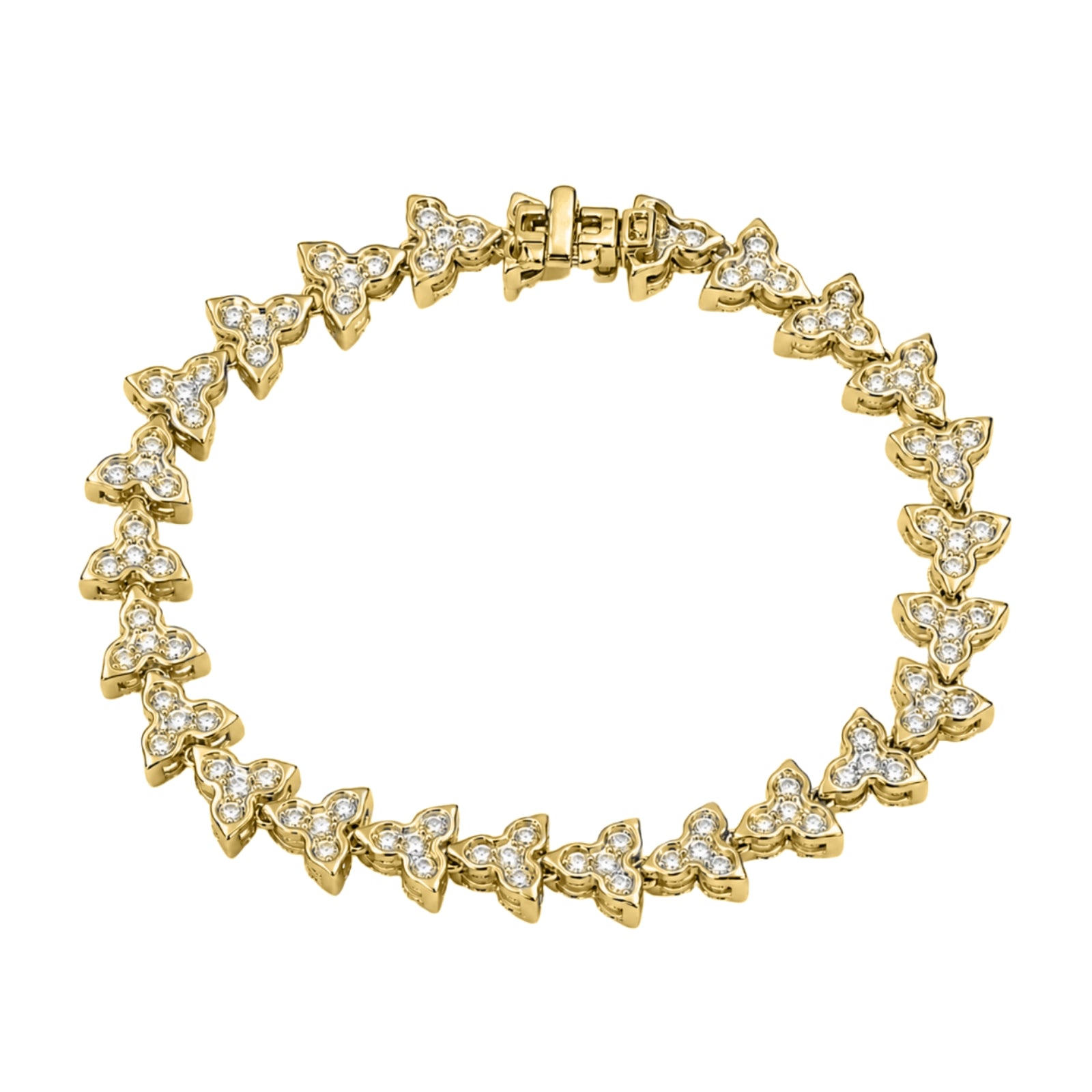 Diamonair Lab Grown Diamond (F/VS+) 10.00 carat Round cut Sterling Silver Link Bracelet - Sterling Silver | Gold over Silver