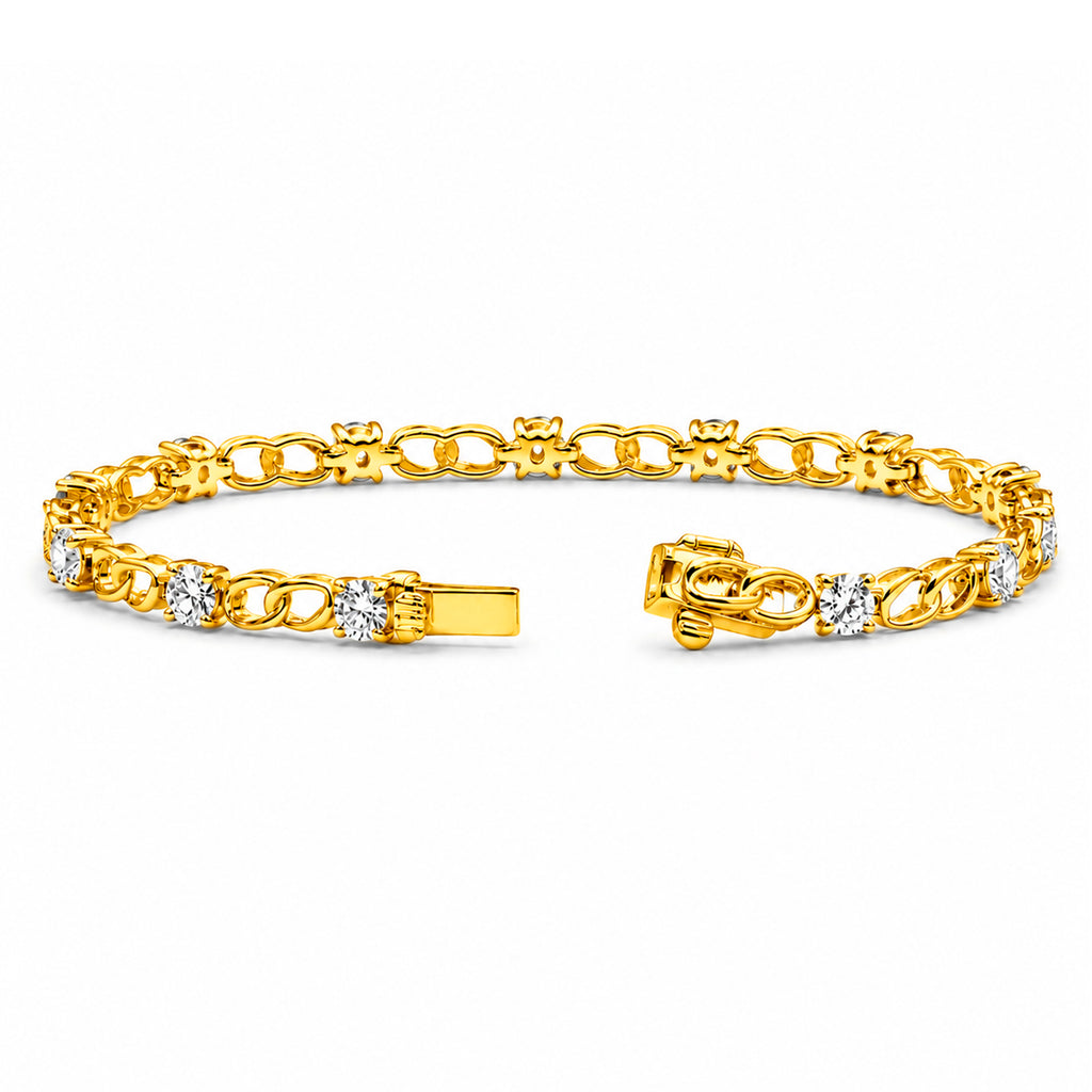 Diamonair Lab Grown Diamond (F/VS+) 3.00 carat Round cut Sterling Silver Link Bracelet - Sterling Silver | Gold over Silver