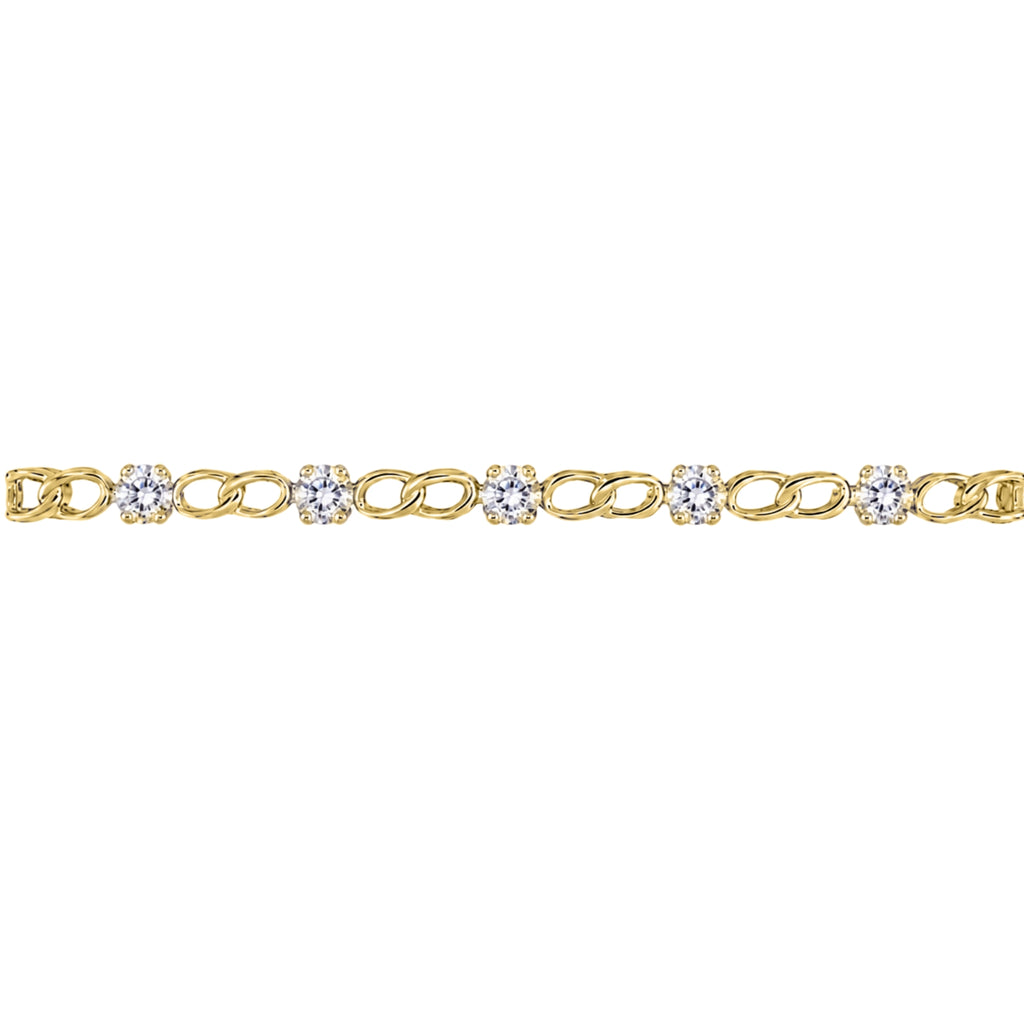 Diamonair Lab Grown Diamond (F/VS+) 3.00 carat Round cut Sterling Silver Link Bracelet - Sterling Silver | Gold over Silver