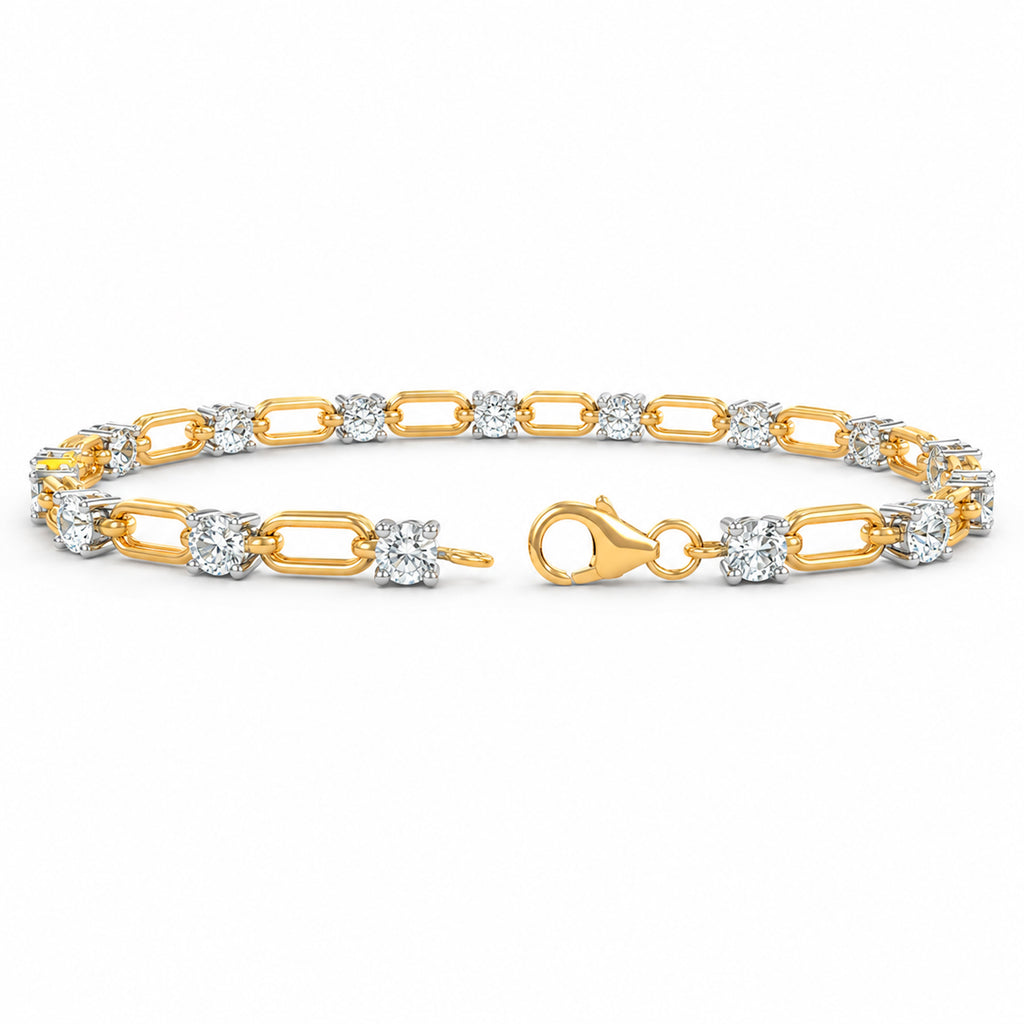 Diamonair Lab Grown Diamond (F/VS+) 3.00 carat Round cut Sterling Silver Link Bracelet - Sterling Silver | Gold over Silver