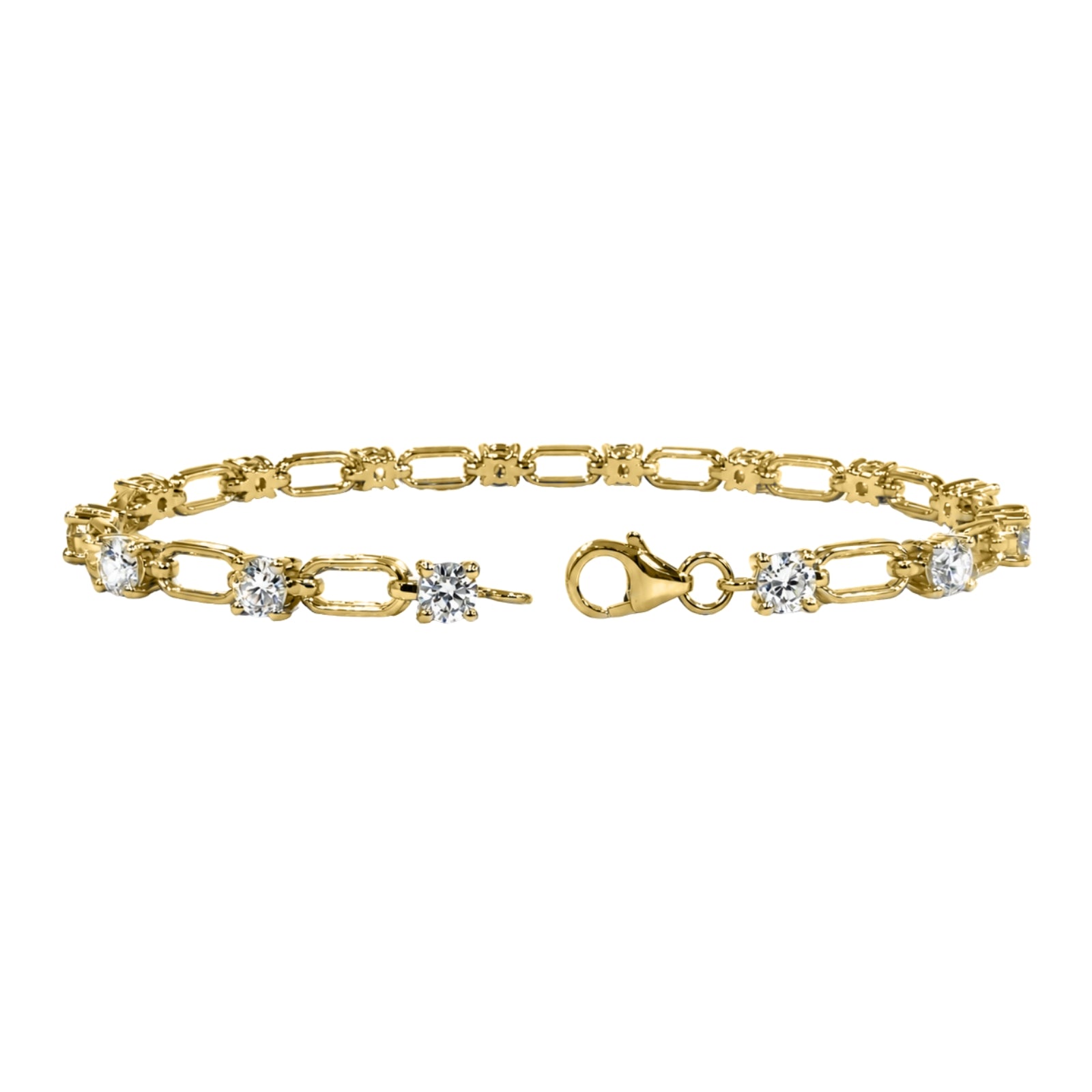 Diamonair Lab Grown Diamond (F/VS+) 3.00 carat Round cut Sterling Silver Link Bracelet - Sterling Silver | Gold over Silver