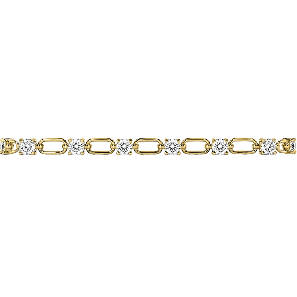 Diamonair Lab Grown Diamond (F/VS+) 3.00 carat Round cut Sterling Silver Link Bracelet - Sterling Silver | Gold over Silver