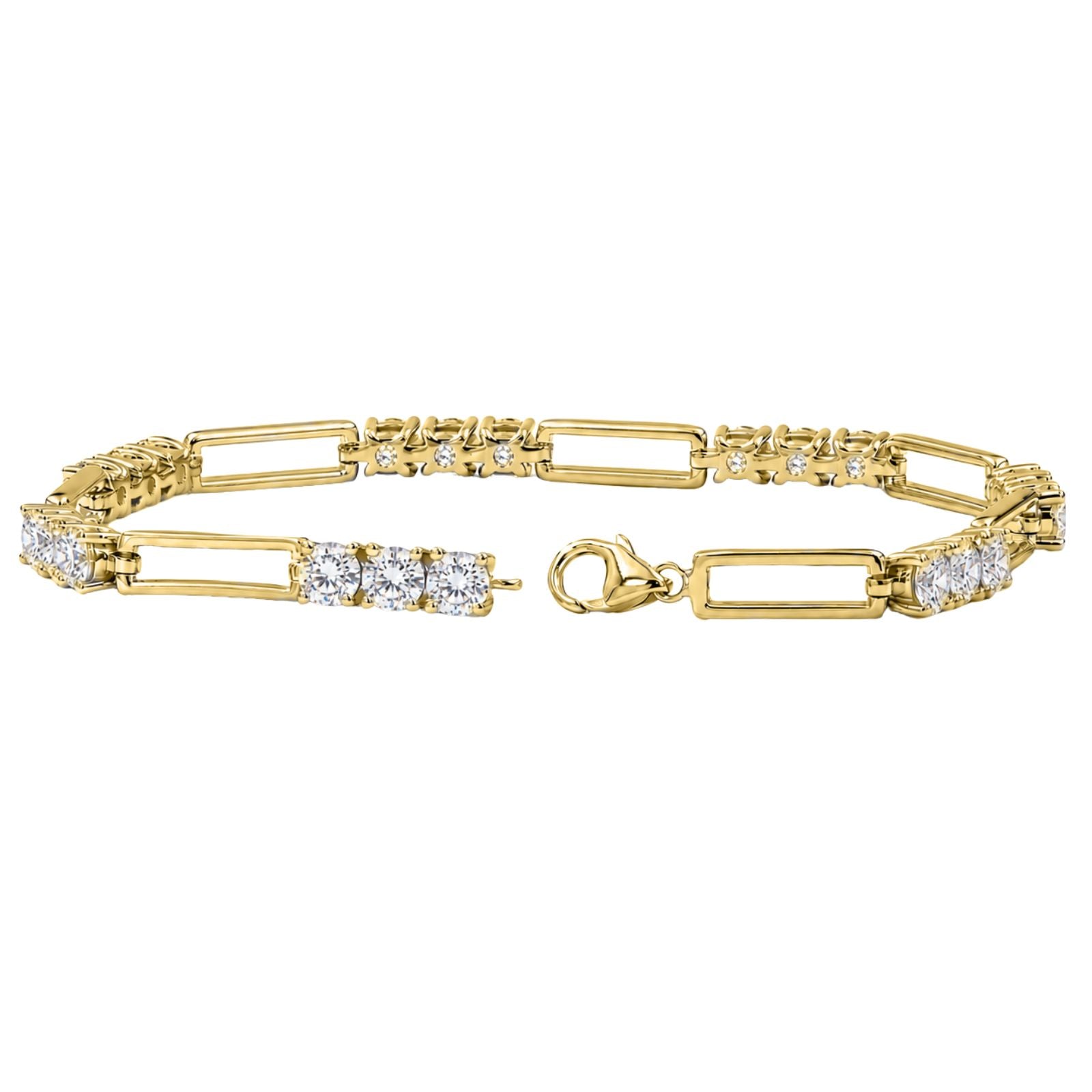 Diamonair Lab Grown Diamond (F/VS+) 5.00 carat Round cut Sterling Silver Link Bracelet - Sterling Silver