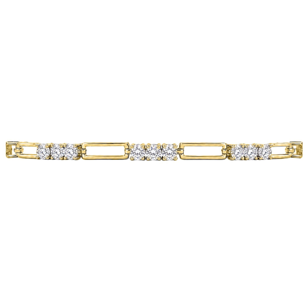 Diamonair Lab Grown Diamond (F/VS+) 5.00 carat Round cut Sterling Silver Link Bracelet - Sterling Silver