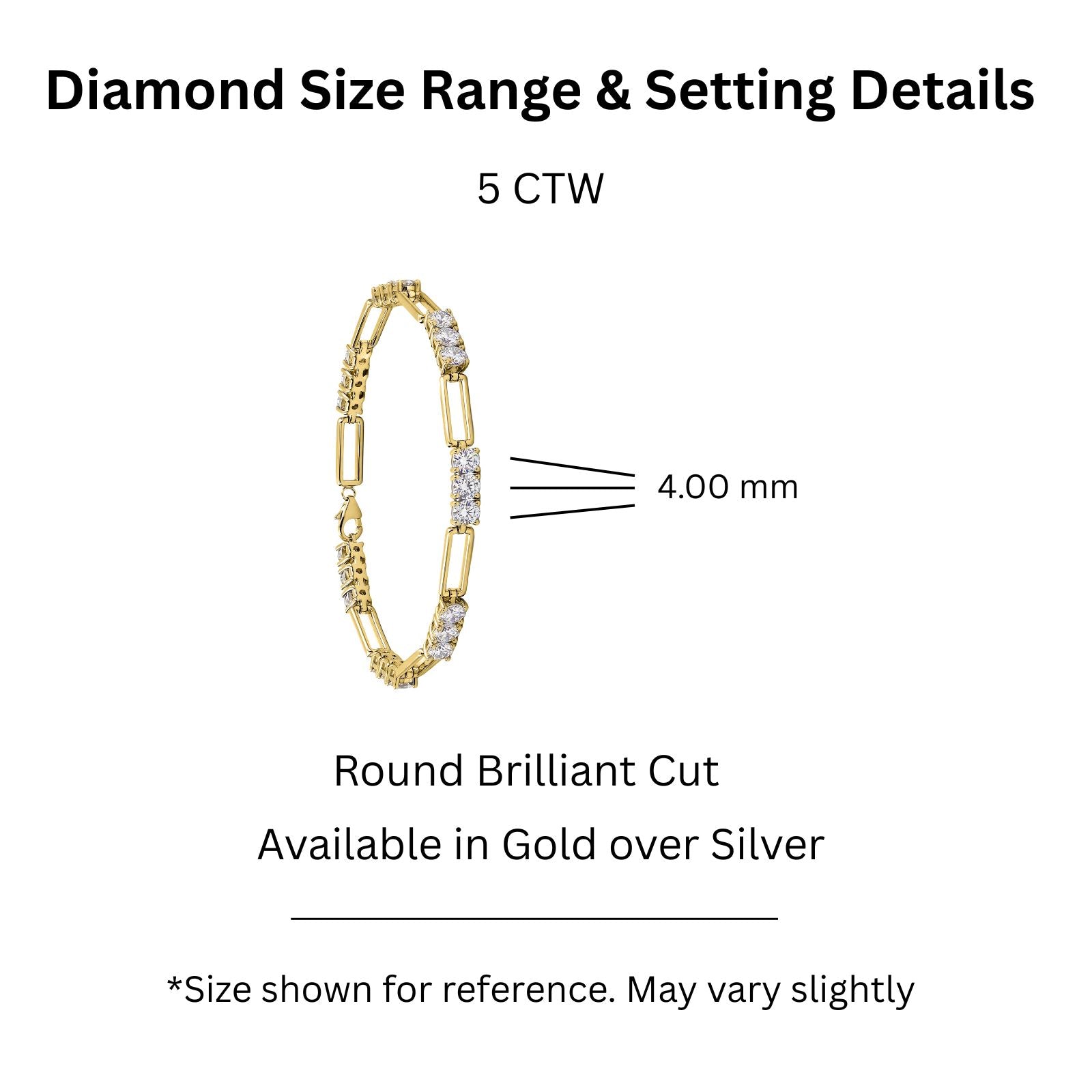 Diamonair Lab Grown Diamond (F/VS+) 5.00 carat Round cut Sterling Silver Link Bracelet - Sterling Silver