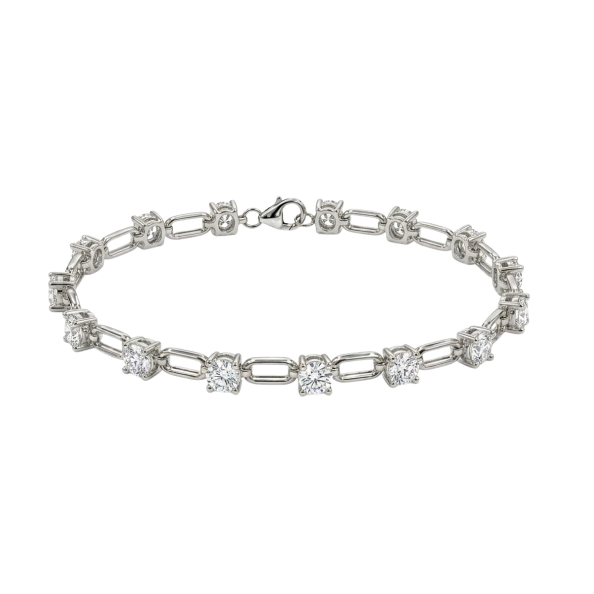 3 ctw Mixed Cut Link Bracelet
