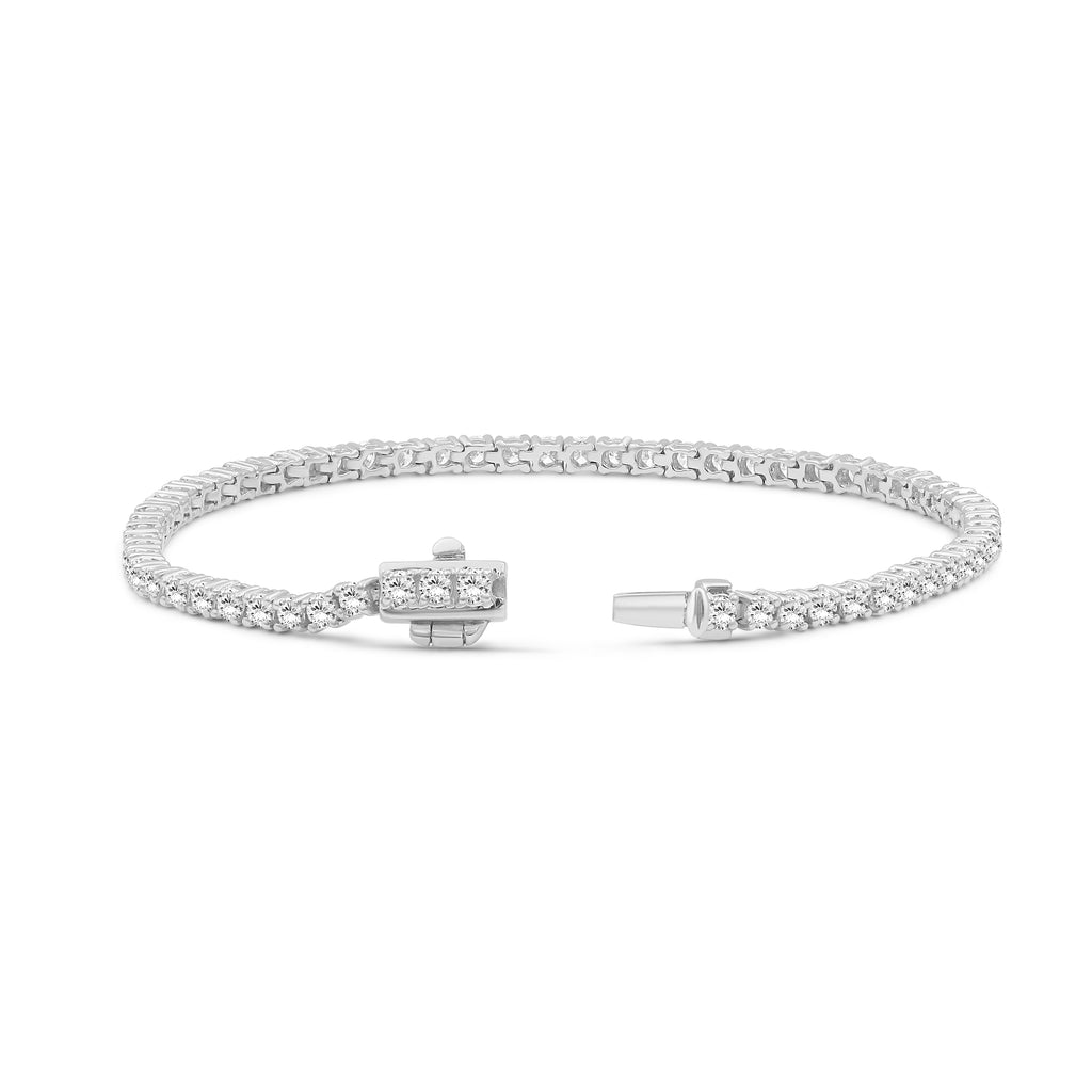 Diamonair Lab Grown Diamond (F/VS+) 3.00 carat Round cut Sterling Silver Tennis Bracelet - Sterling Silver | Gold over Silver