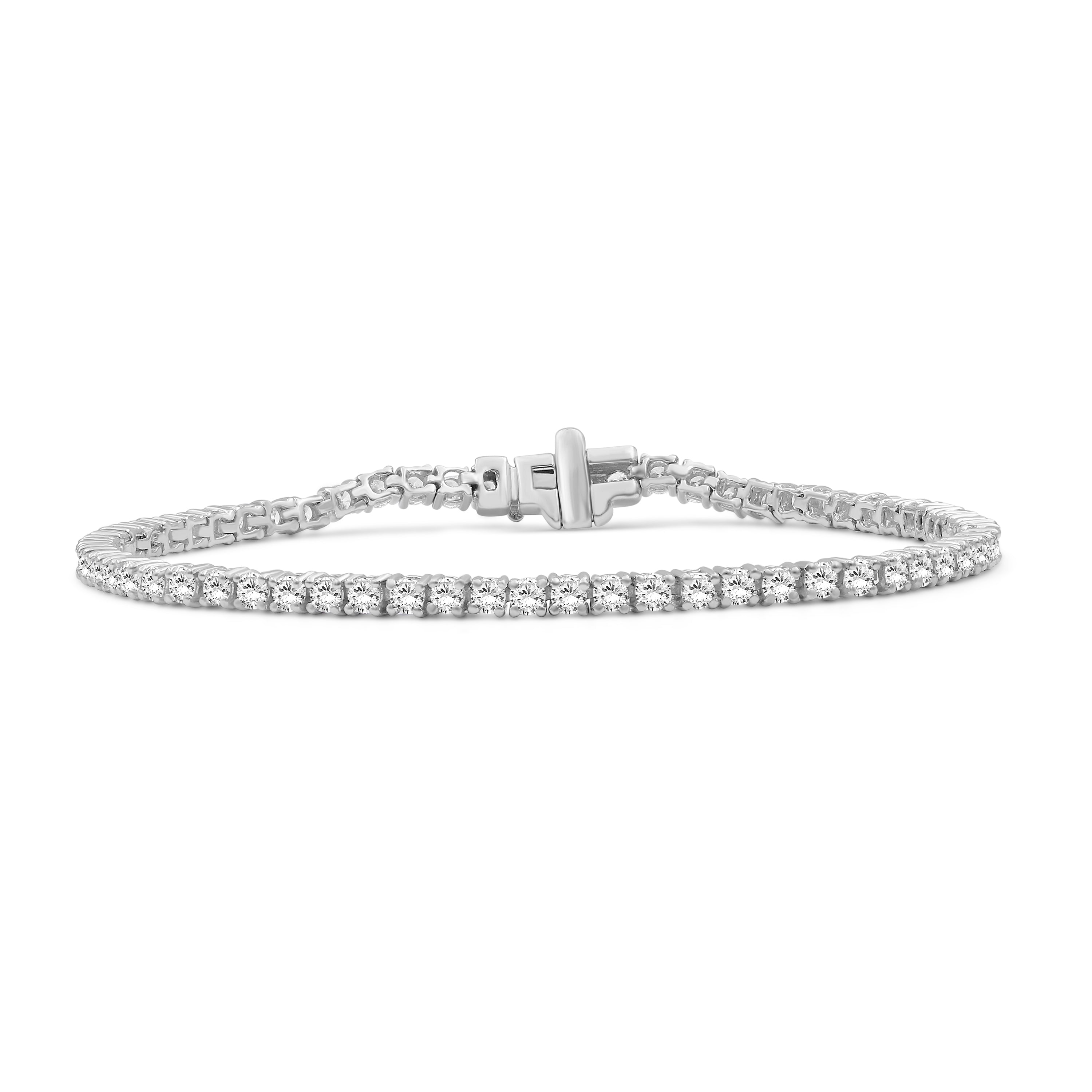 Diamonair Lab Grown Diamond (F/VS+) 3.00 carat Round cut Sterling Silver Tennis Bracelet - Sterling Silver | Gold over Silver