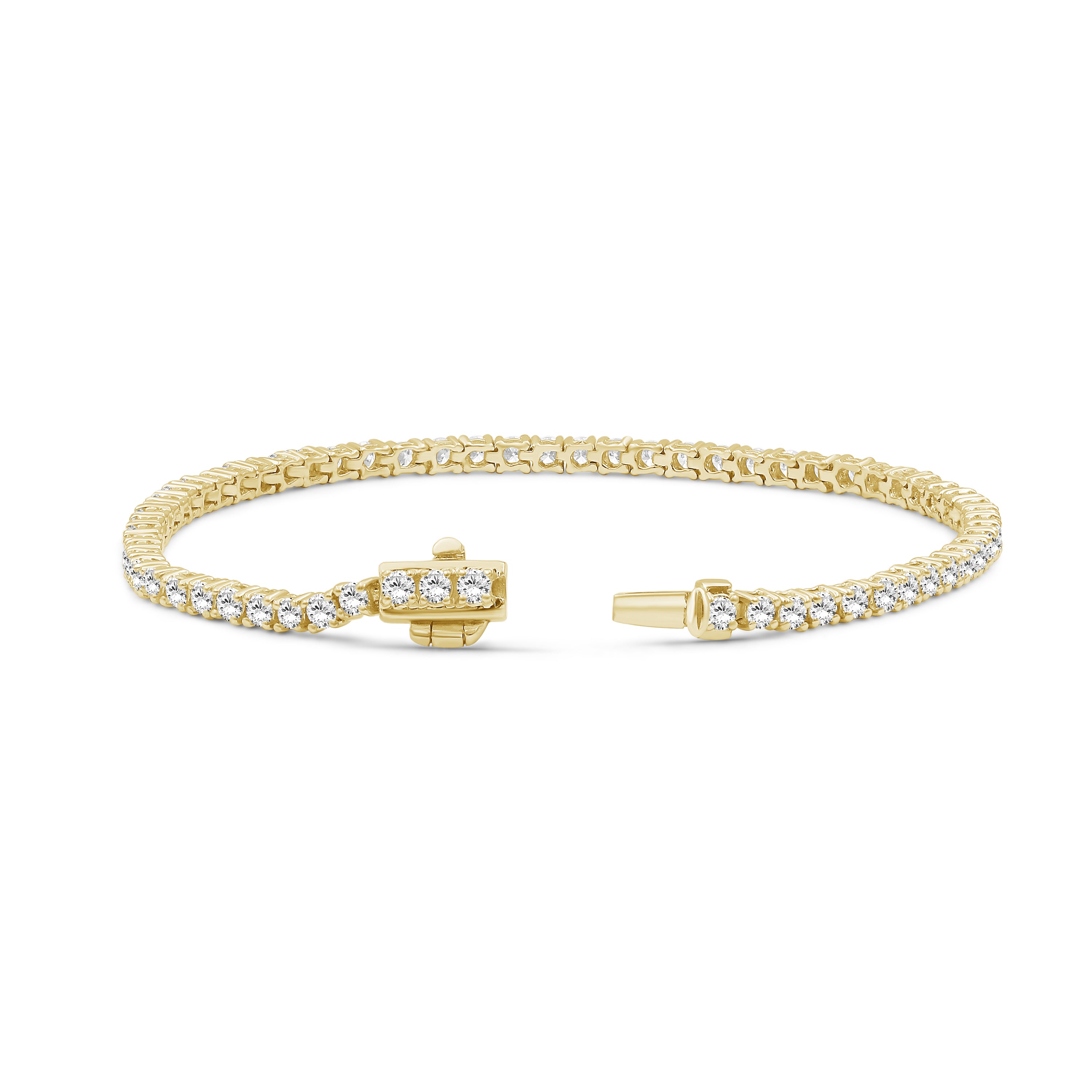 Diamonair Lab Grown Diamond (F/VS+) 3.00 carat Round cut Sterling Silver Tennis Bracelet - Sterling Silver | Gold over Silver