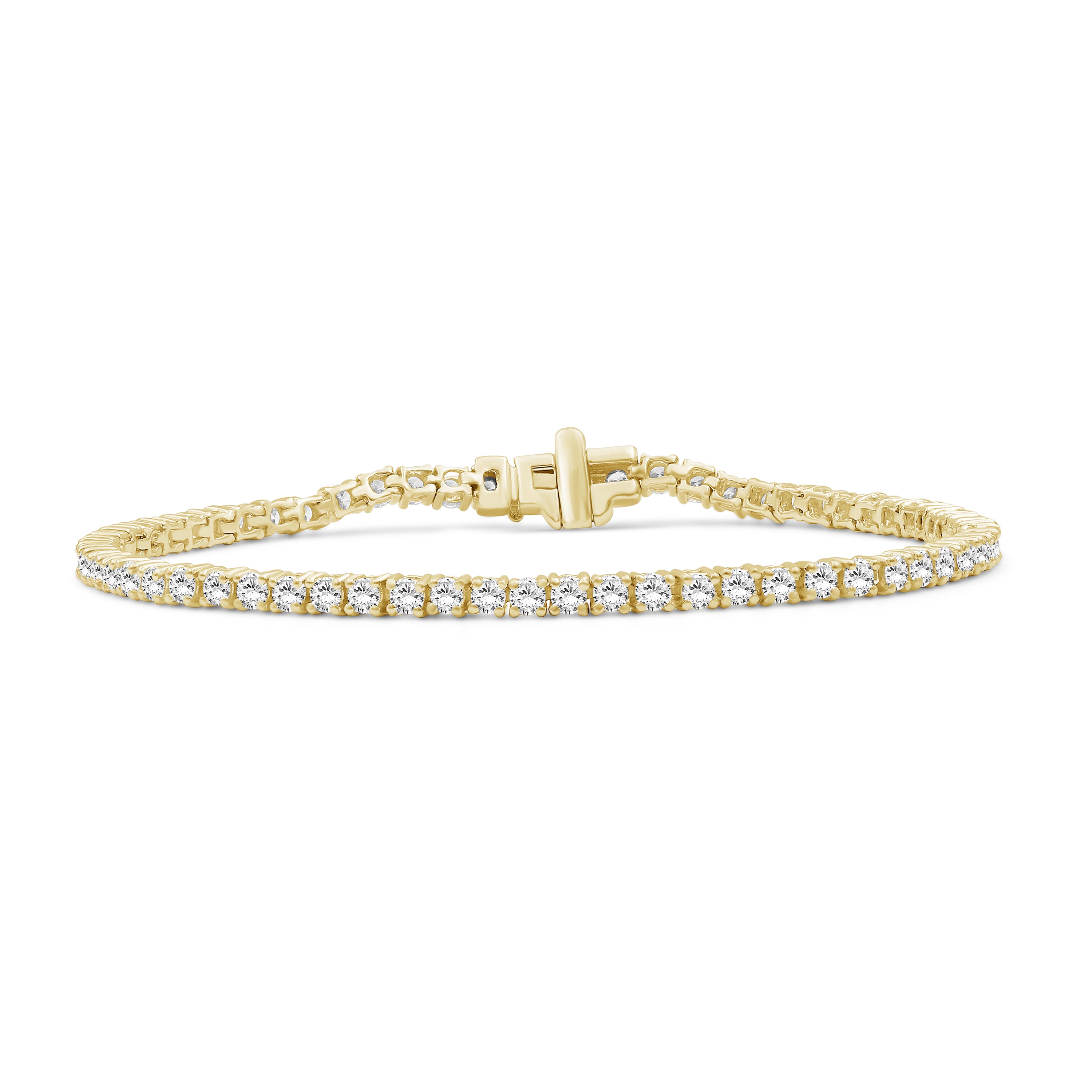 Diamonair Lab Grown Diamond (F/VS+) 3.00 carat Round cut Sterling Silver Tennis Bracelet - Sterling Silver | Gold over Silver