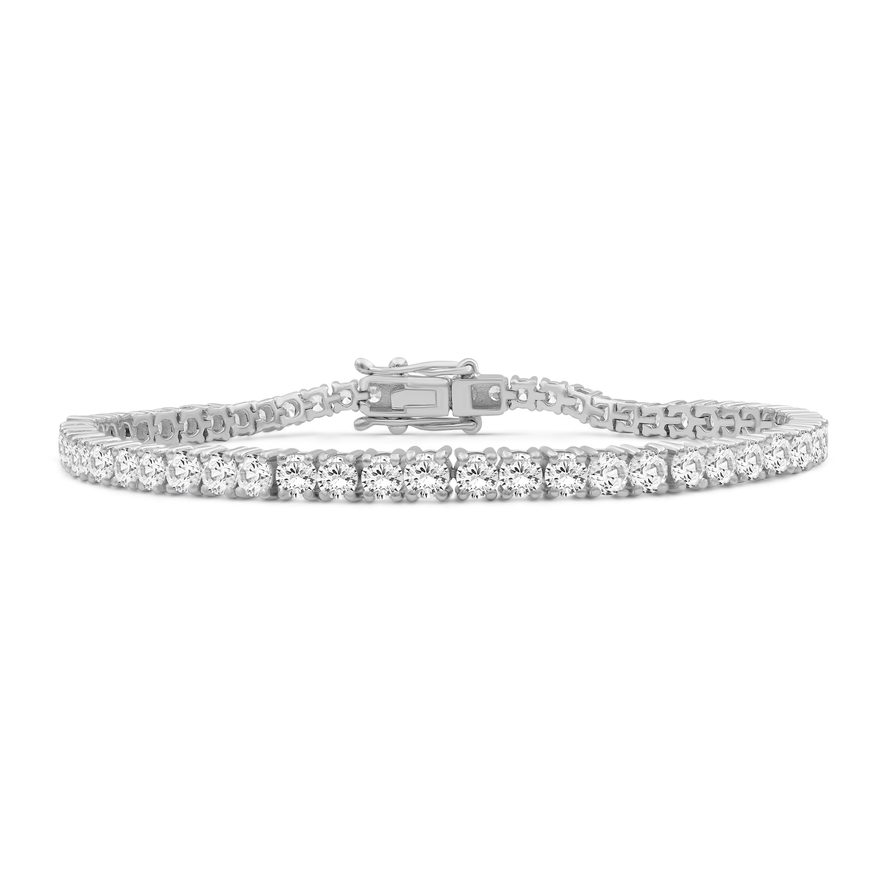 Diamonair Lab Grown Diamond (F/VS+) 7.00 carat Round cut Sterling Silver Tennis Bracelet - Sterling Silver | Gold over Silver